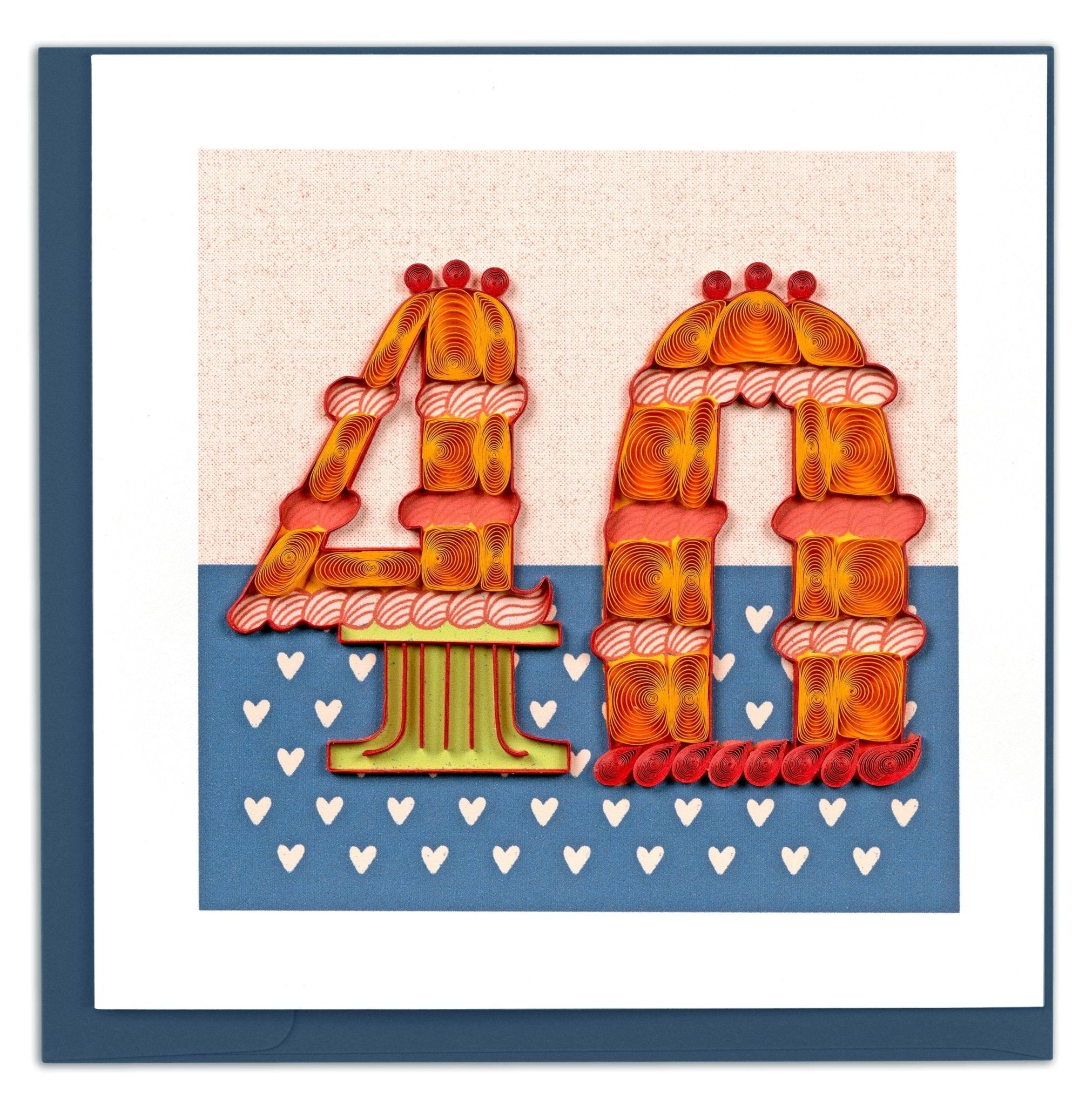 Quilled Birthday Milestone Greeting Card - 40 - Quilling Card - Greeting Card