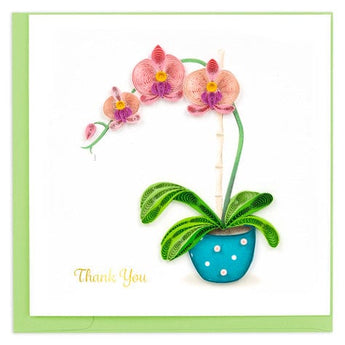 Quilled Potted Orchid Thank You Card - Quilling Card - Greeting Card