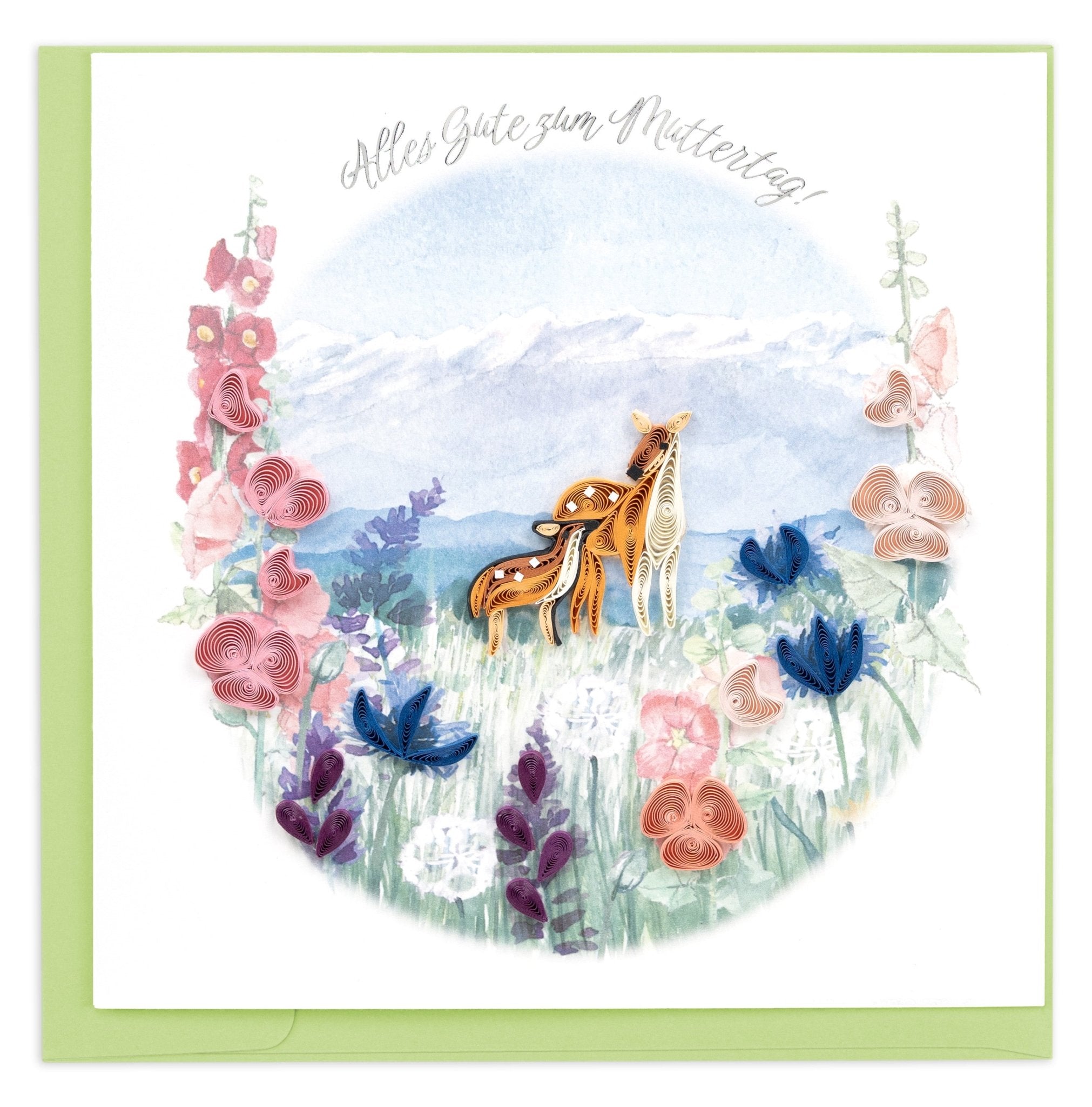 Quilled Mother's Day Meadow (German) Greeting Card - Quilling Card - Greeting Card