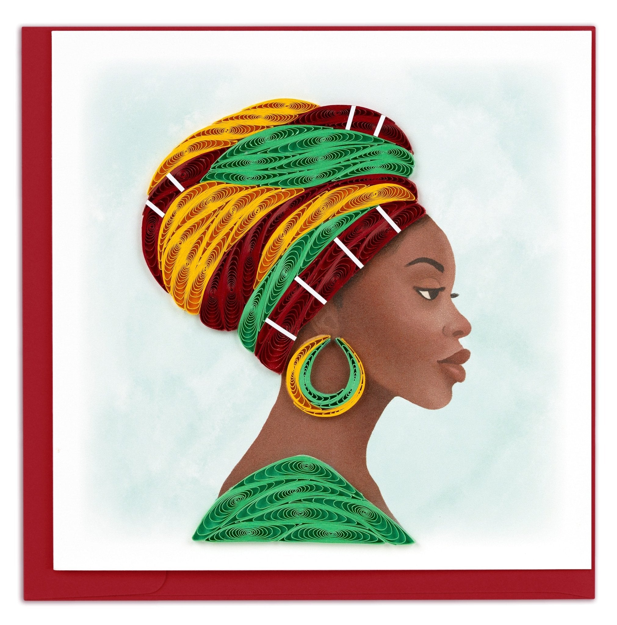 Quilled Woman with Headwrap Greeting Card - Quilling Card - Greeting Card