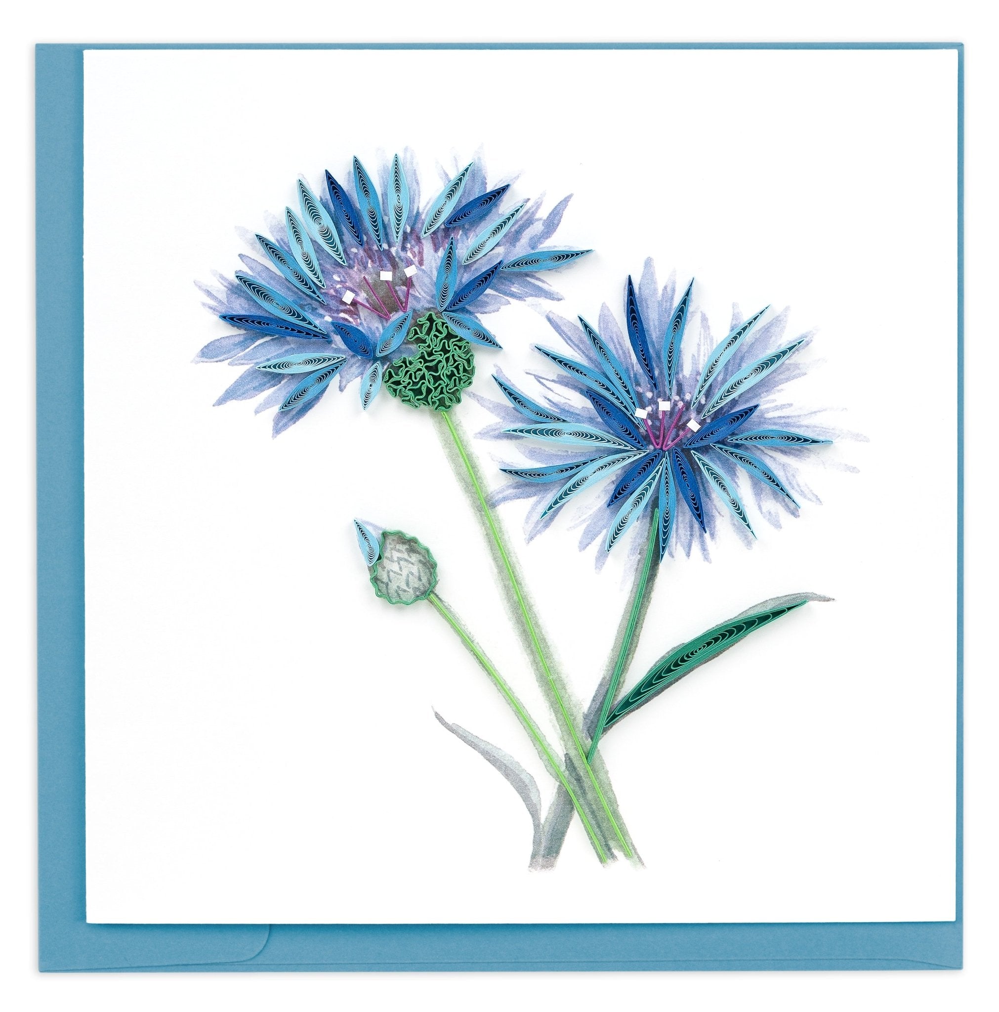 Quilled Blue Cornflower Greeting Card - Quilling Card - Greeting Card