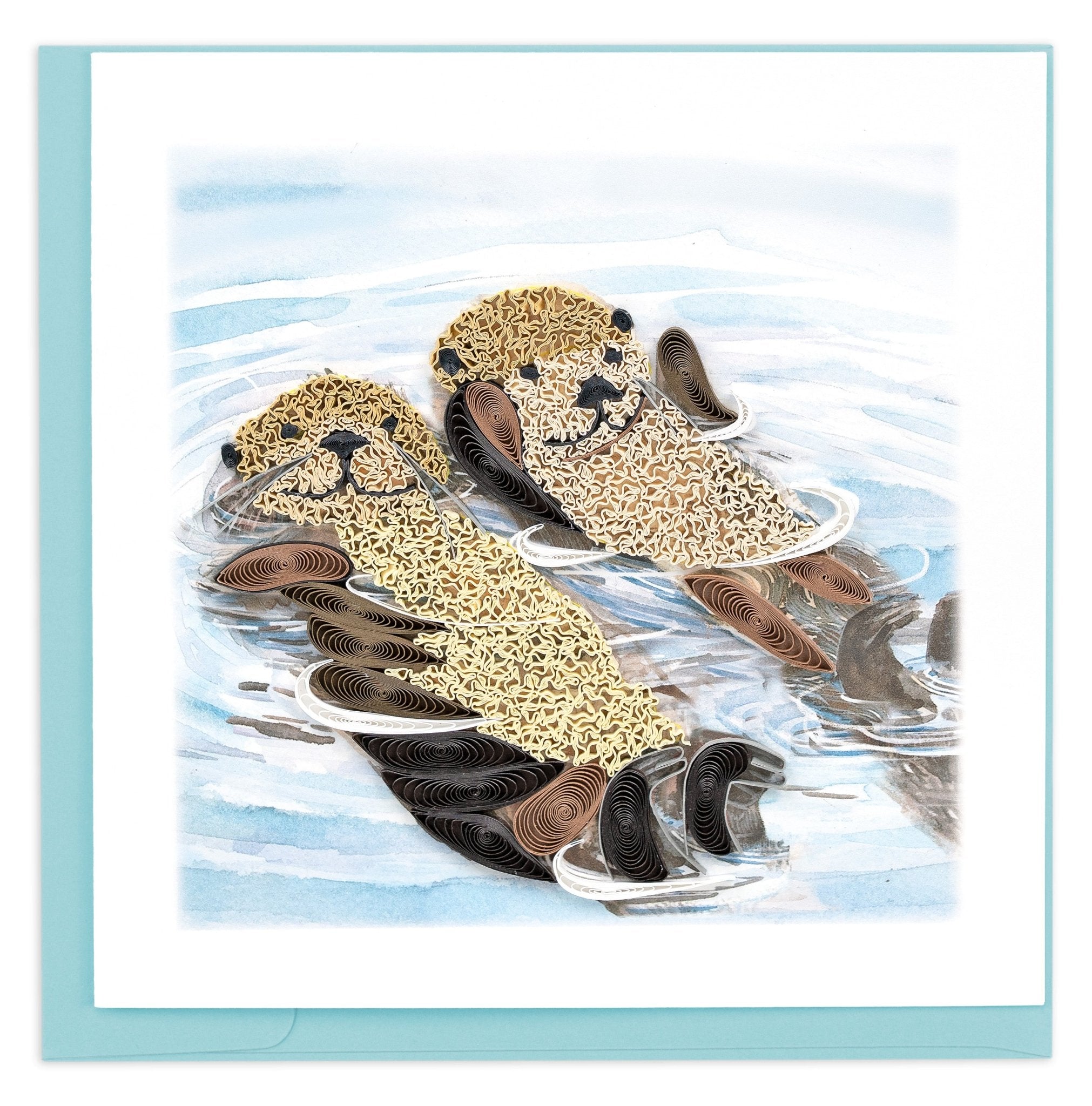 Quilled Hugging Otters Greeting Card - Quilling Card - Greeting Card