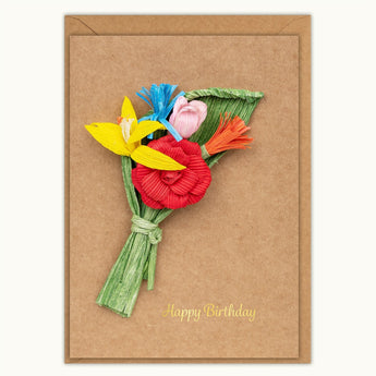 Happy Birthday Flower Bouquet Handmade Card - Quilling Card - Greeting Card