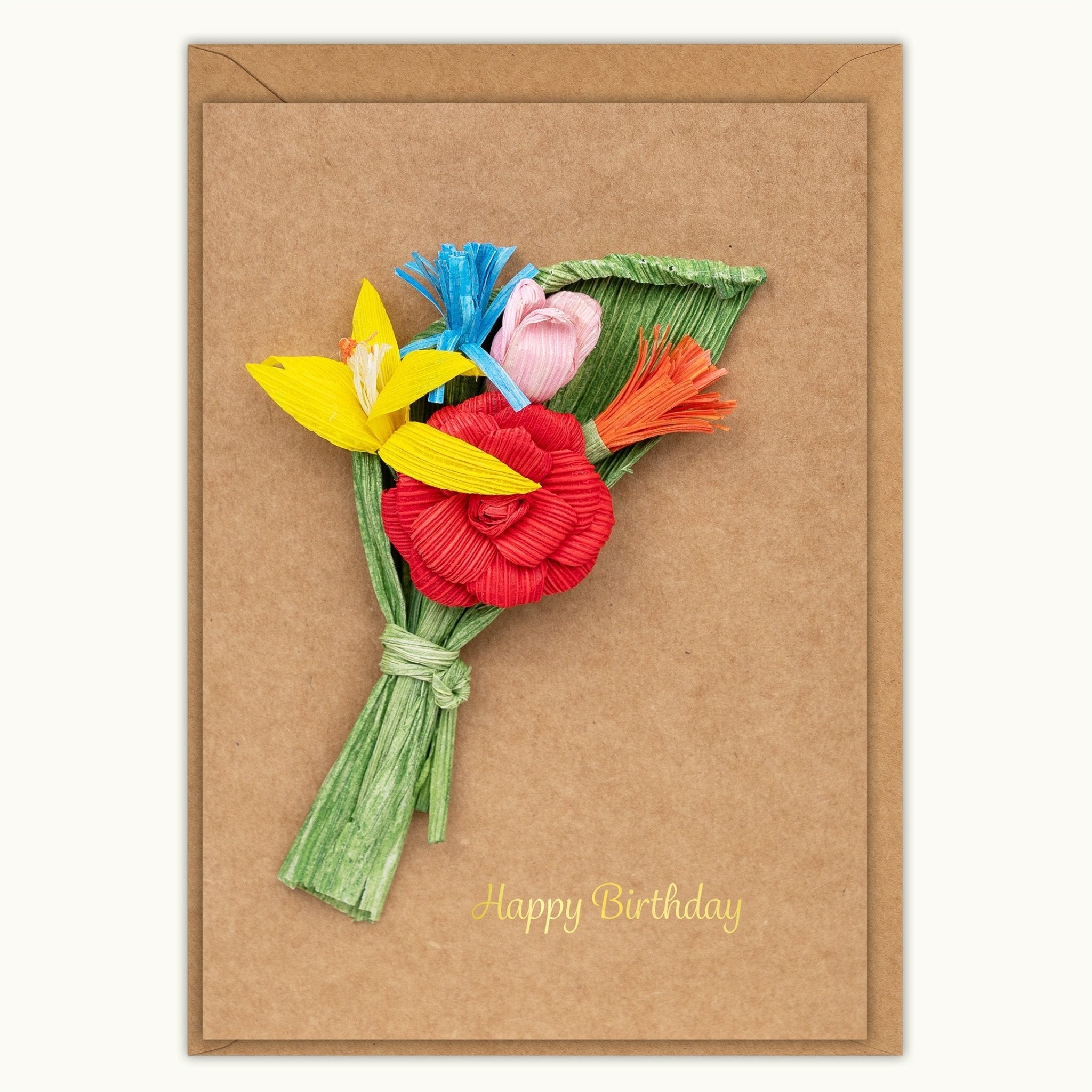 Happy Birthday Flower Bouquet Handmade Card - Quilling Card - Greeting Card