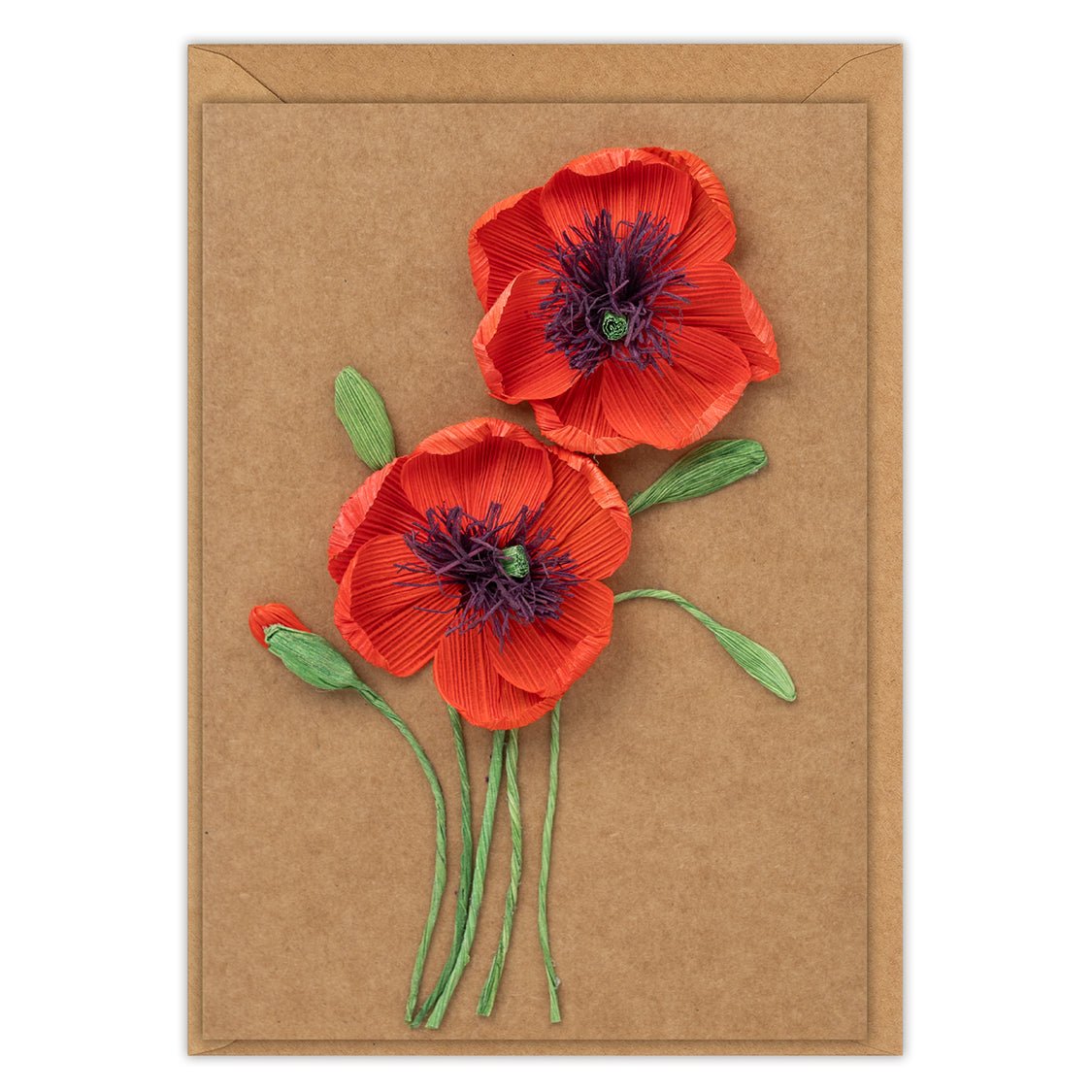 Poppies Handmade Card - Quilling Card