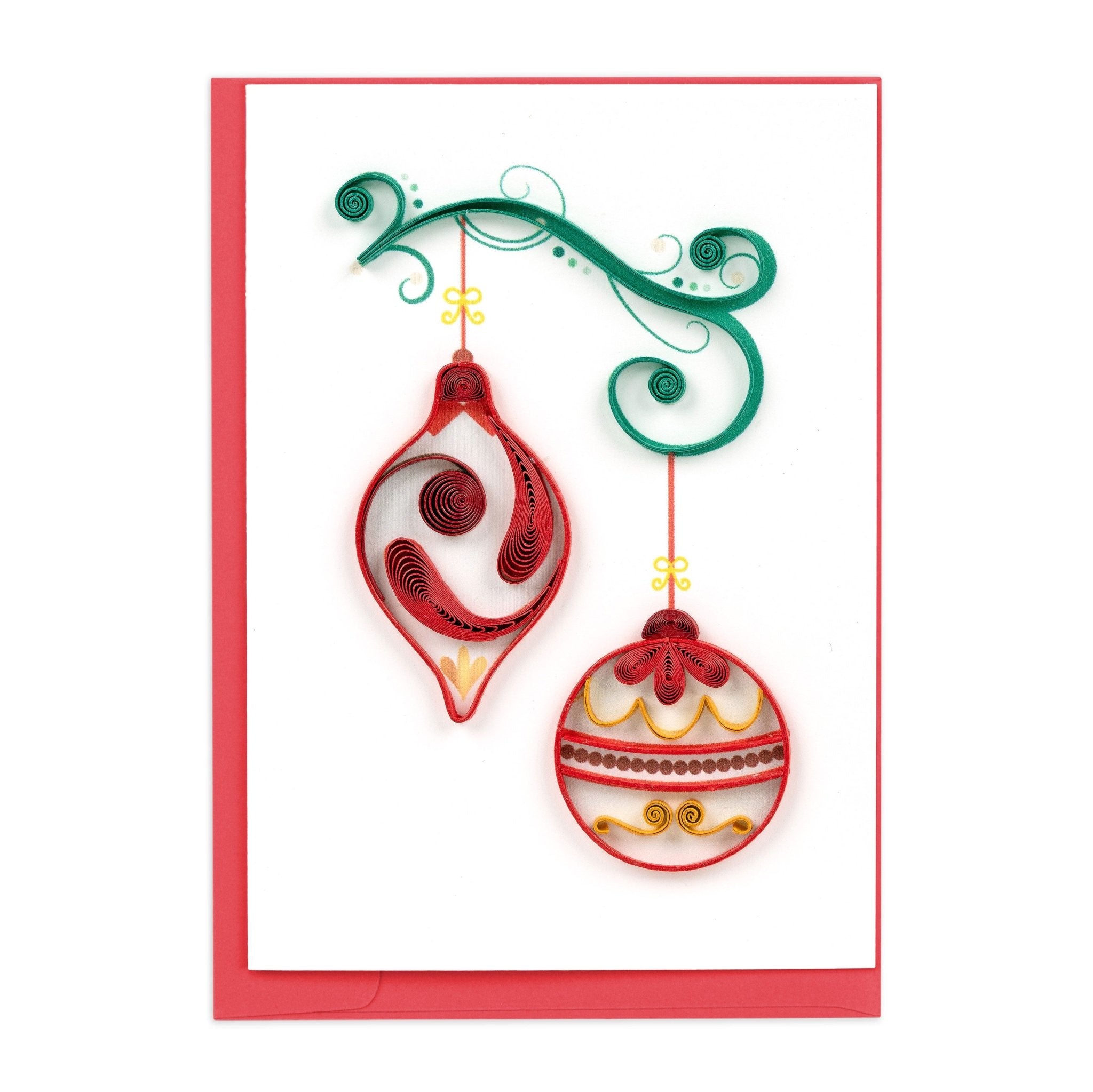 Quilled Red & Gold Ornaments Gift Enclosure - Quilling Card - Gift Enclosure