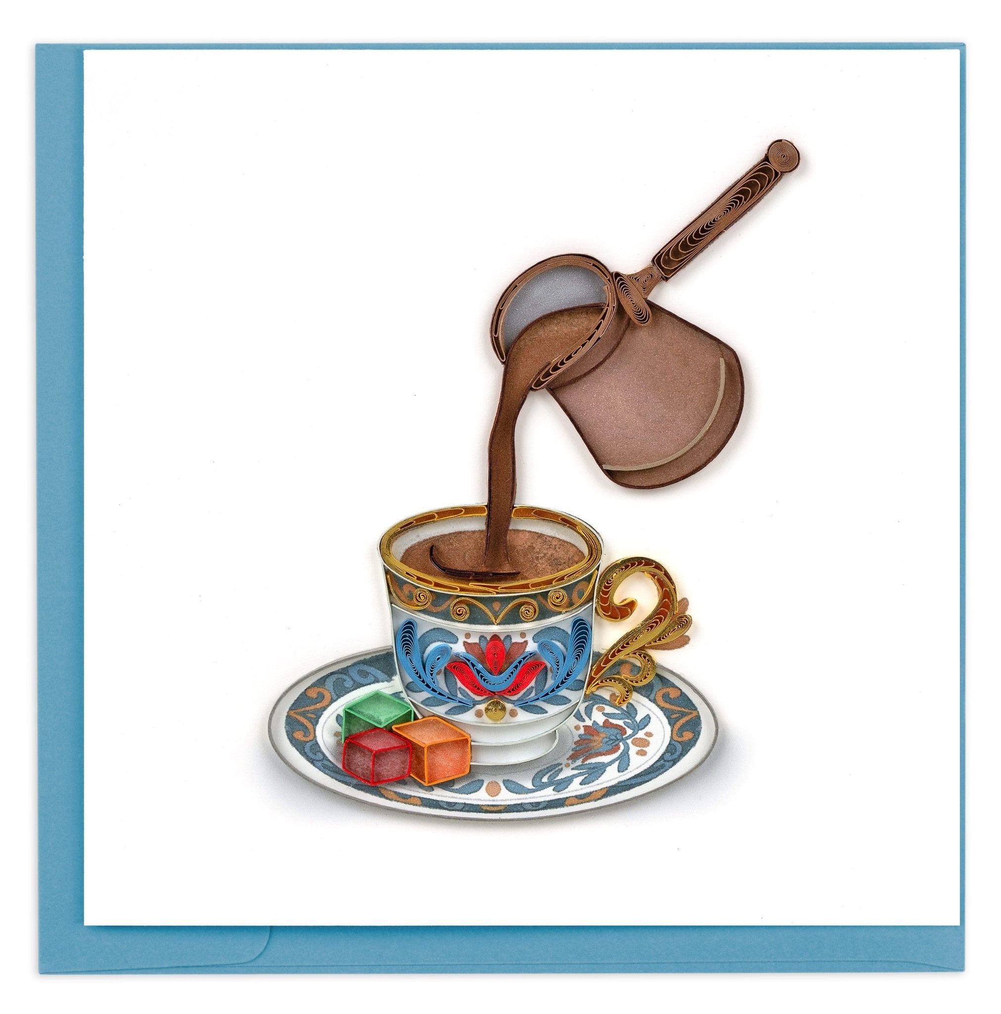 Quilled Turkish Coffee Greeting Card - Quilling Card - Greeting Card