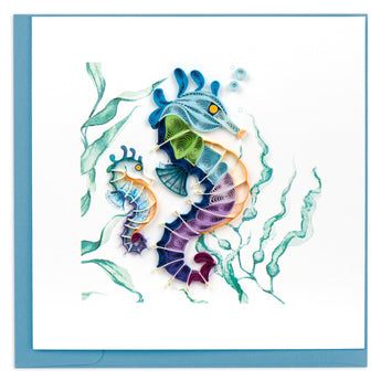 Quilled Colorful Seahorse Greeting Card - Quilling Card - Greeting Card