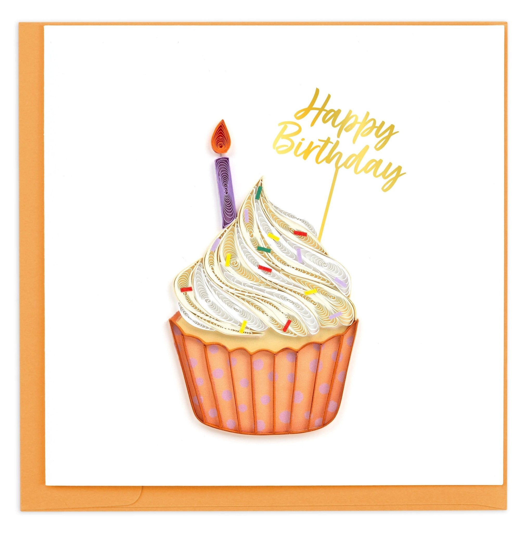 Quilled Polka Dot Cupcake Greeting Card - Quilling Card - Greeting Card