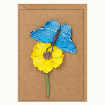 Blue Butterfly with Yellow Flower Handmade Greeting Card - Quilling Card - Greeting Card