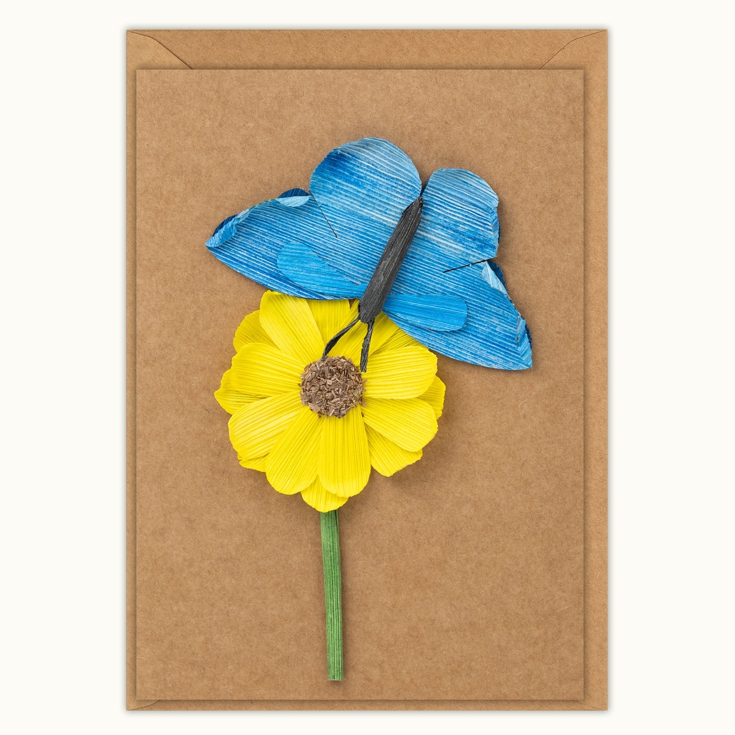 Blue Butterfly with Yellow Flower Handmade Greeting Card - Quilling Card - Greeting Card
