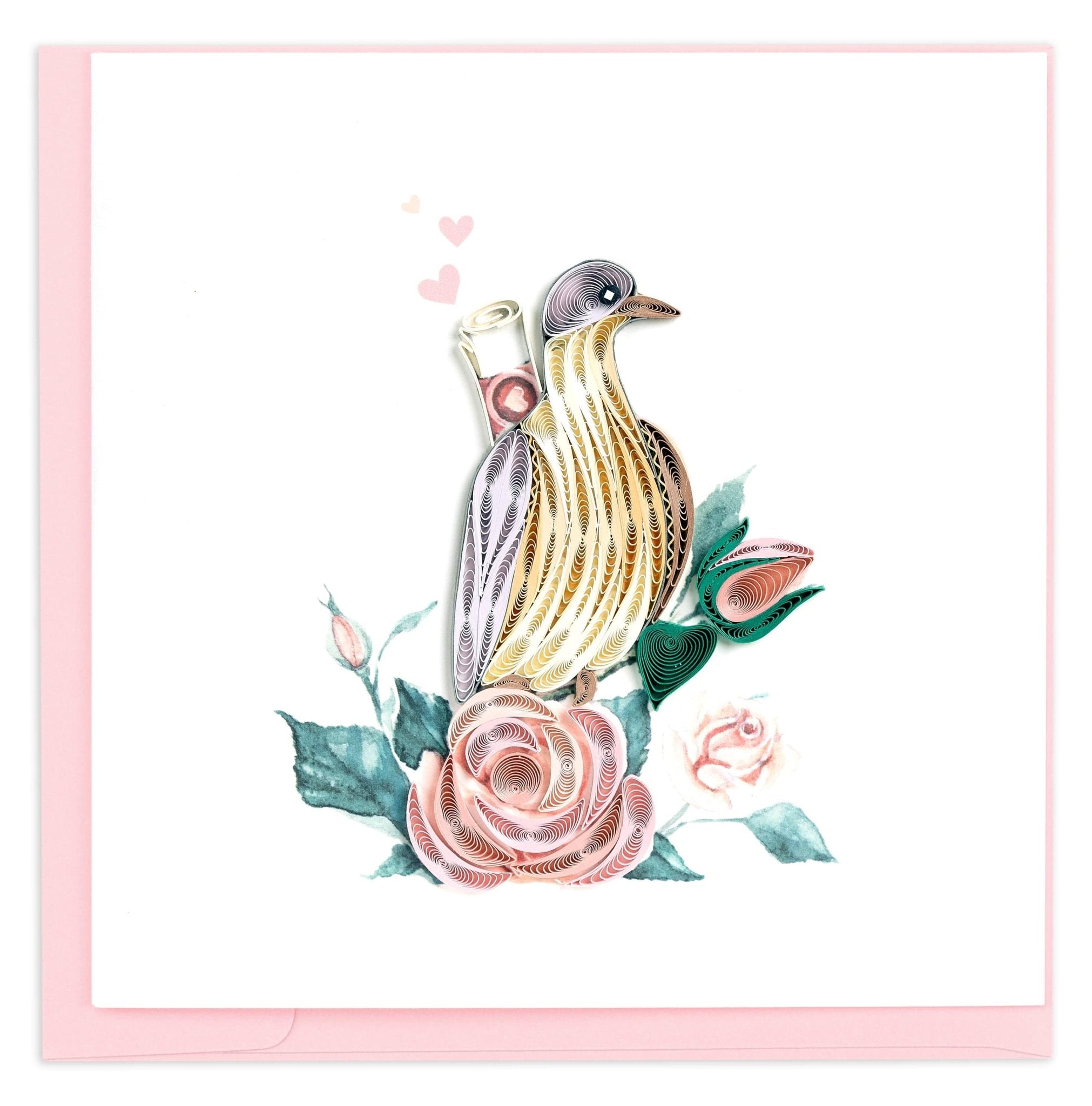 Quilled Carrier Pigeon Love Letter Greeting Card - Quilling Card - Greeting Card
