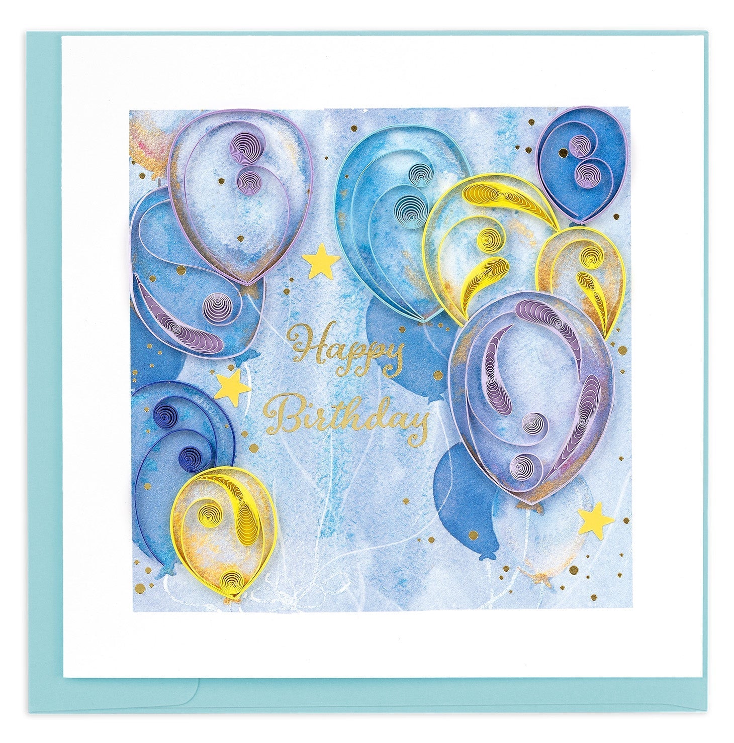 Quilled Balloons & Stars Greeting Card - Quilling Card - Greeting Card