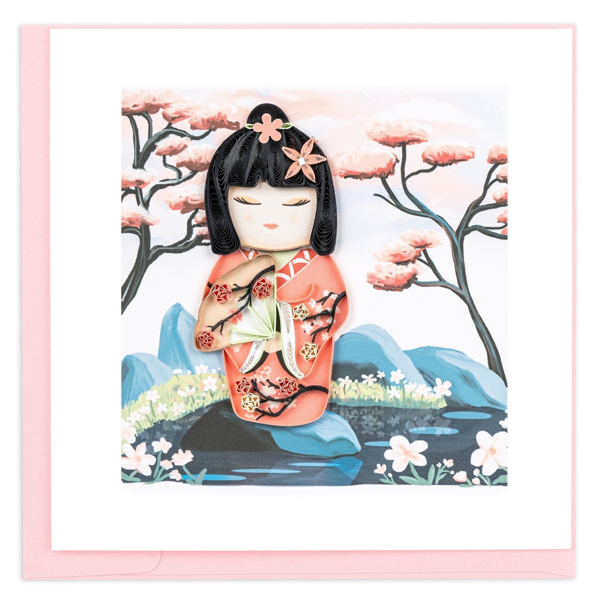 Quilled Kawaii Dolls Greeting Card - Quilling Card - Greeting Card