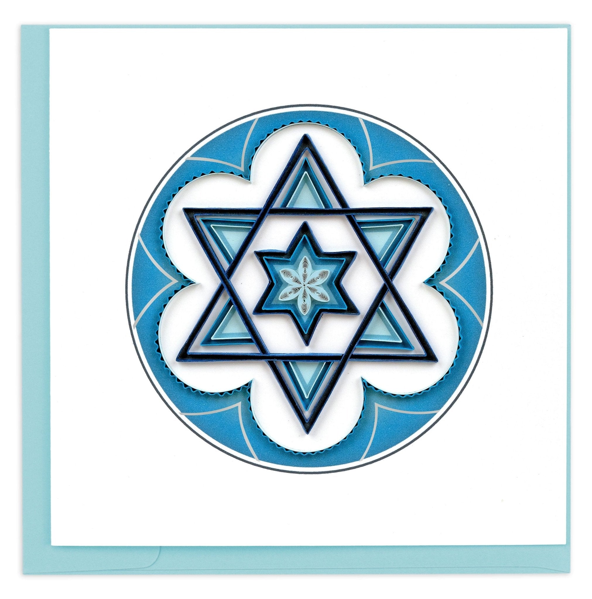 Quilled Blue Star of David Greeting Card - Quilling Card - Greeting Card