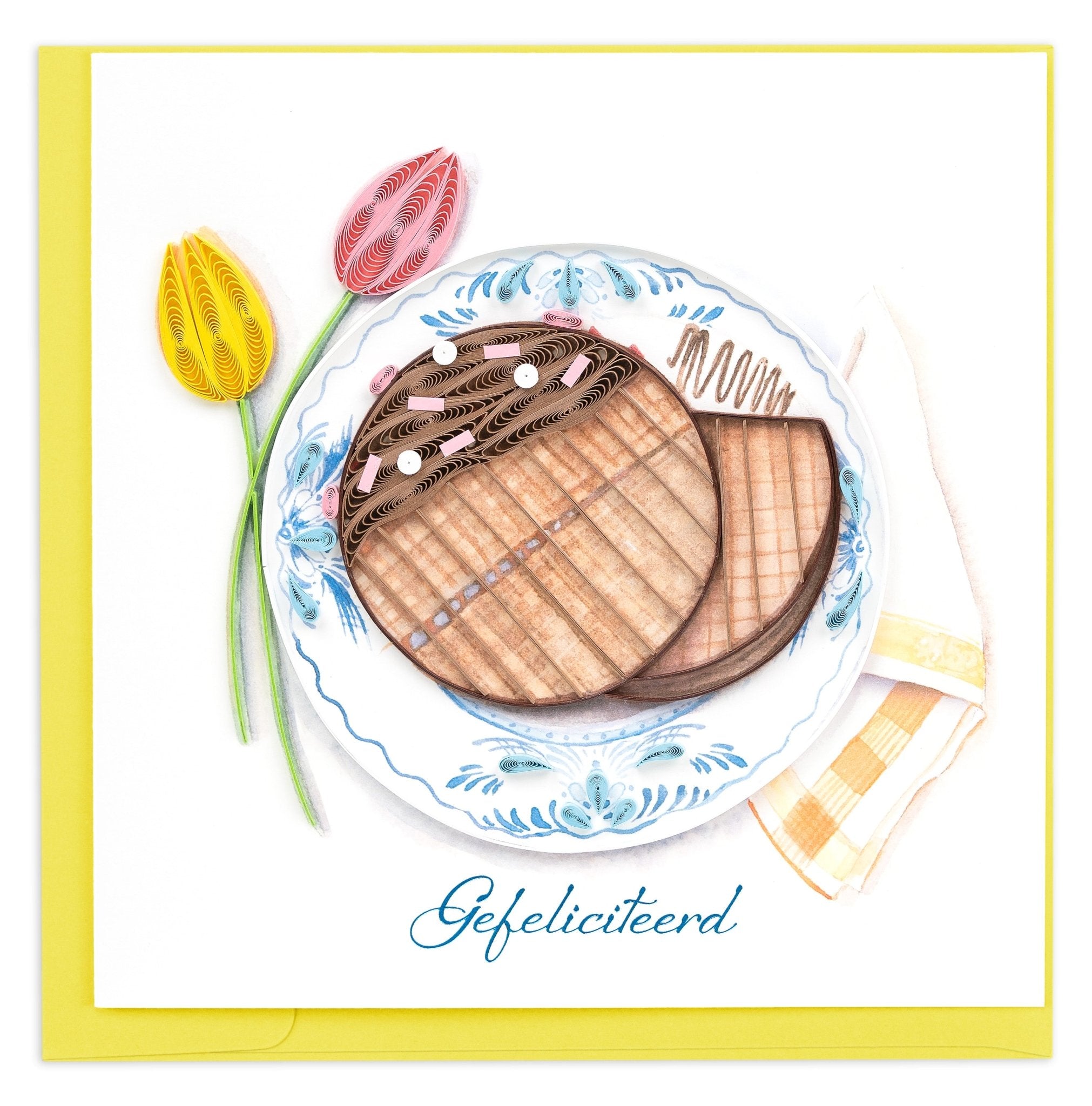 Quilled Stroopwafle Birthday (Dutch) Greeting Card - Quilling Card - Greeting Card