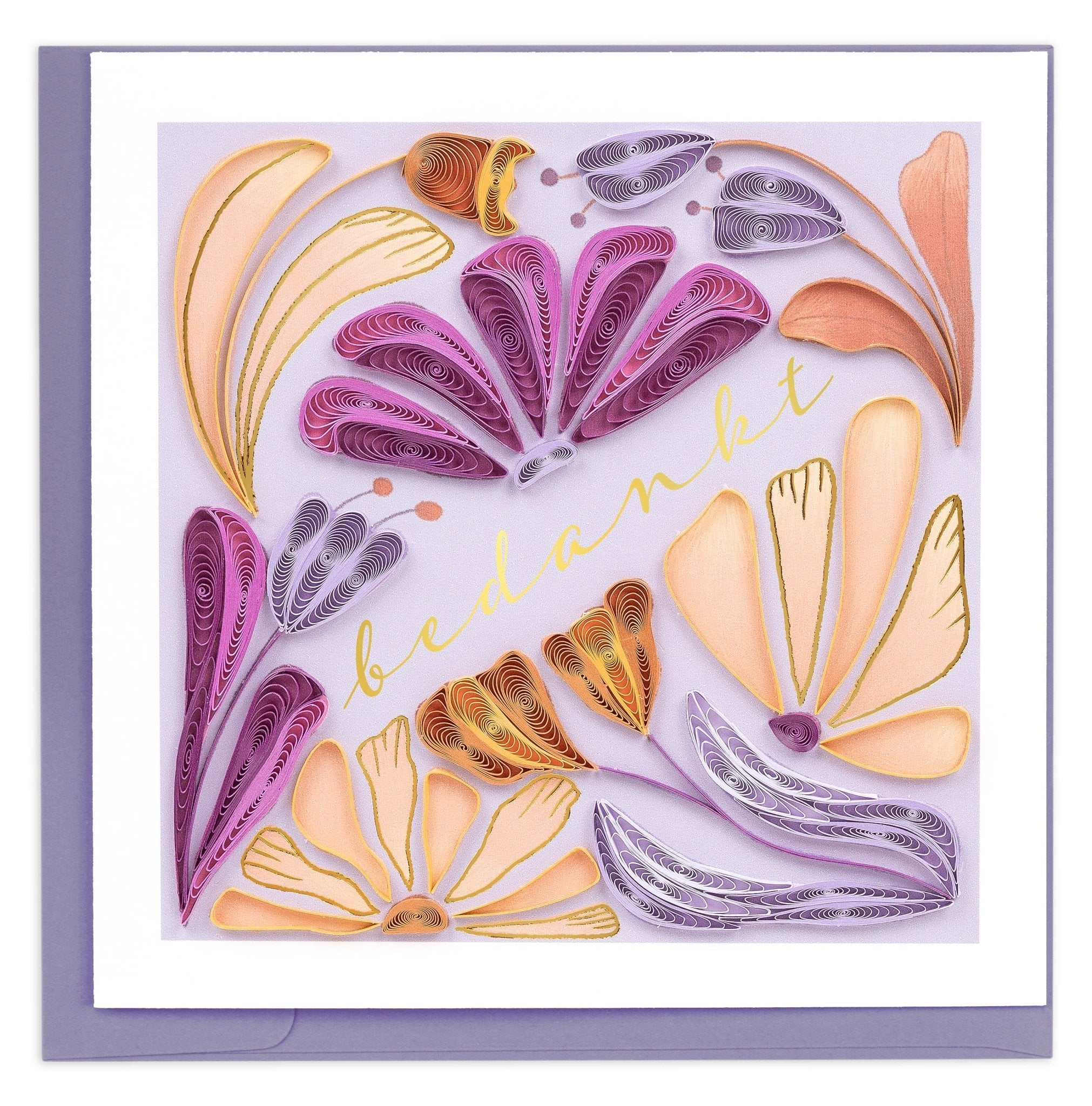 Quilled Bold Floral Thank You (Dutch) Greeting Card - Quilling Card - Greeting Card