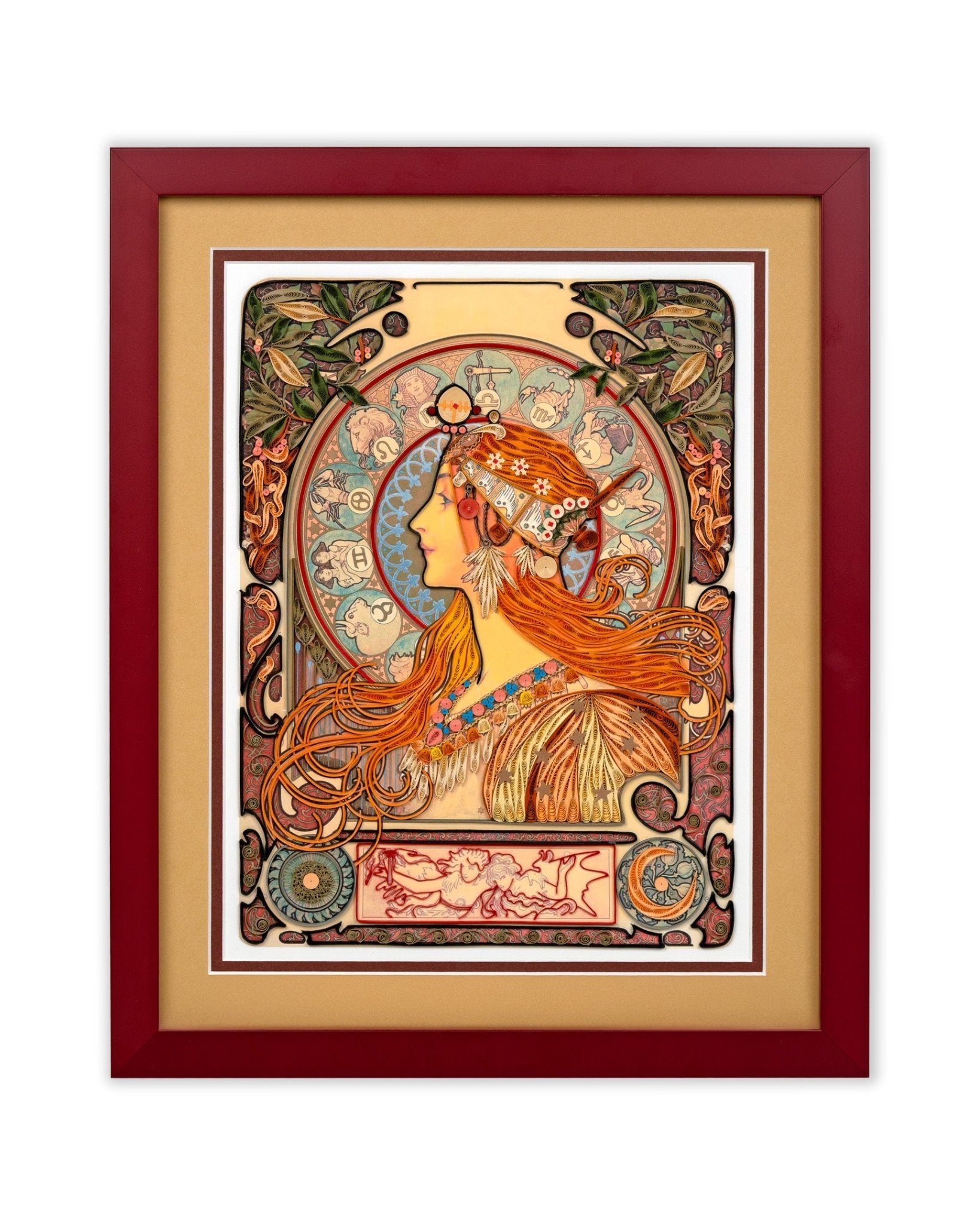 Framed Art - Size Artist Series - Zodiac, Mucha - Quilling Card - Artist Series