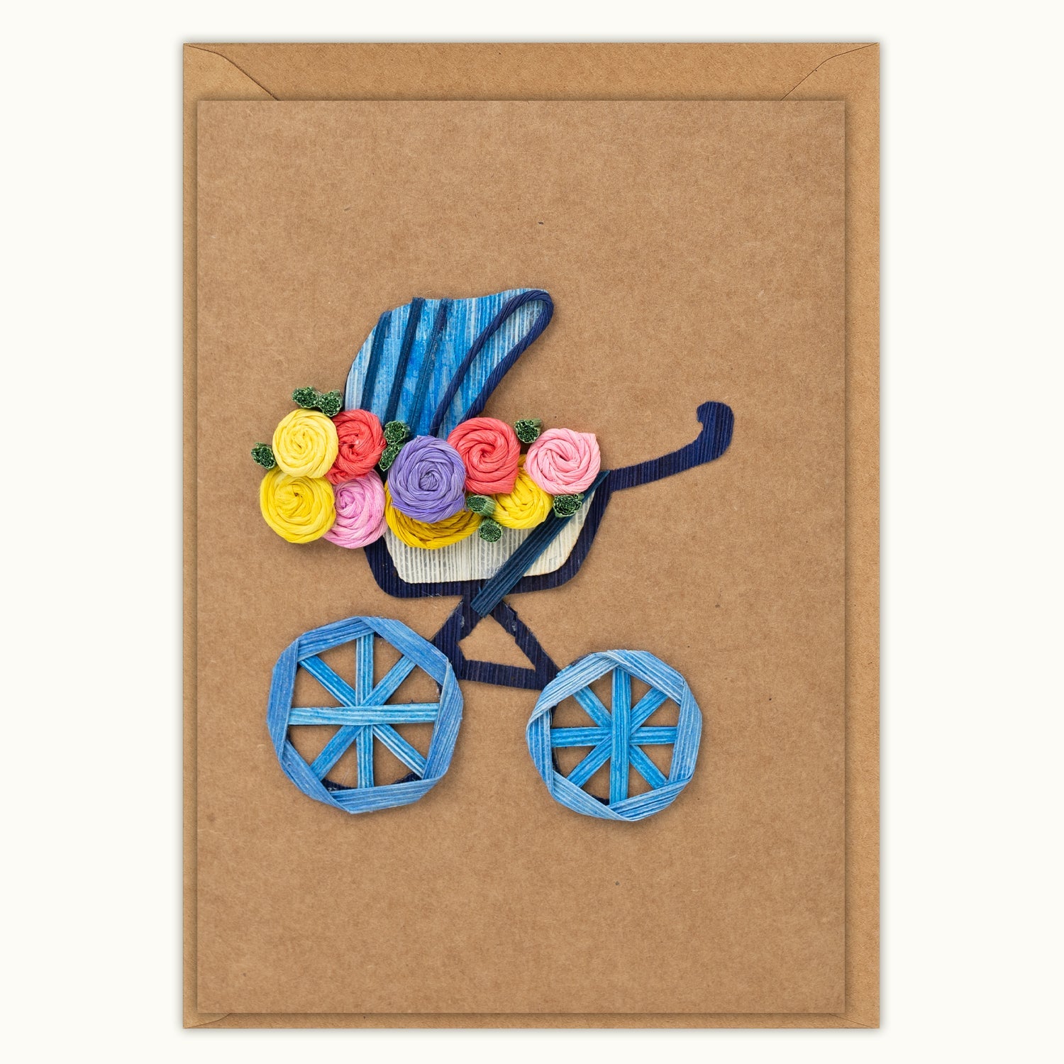 Baby Carriage Baby Arrival Handmade Card - Quilling Card - Greeting Card