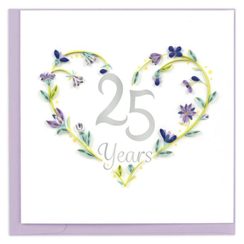 Quilled 25th Wedding Anniversary Card - Quilling Card - Greeting Card