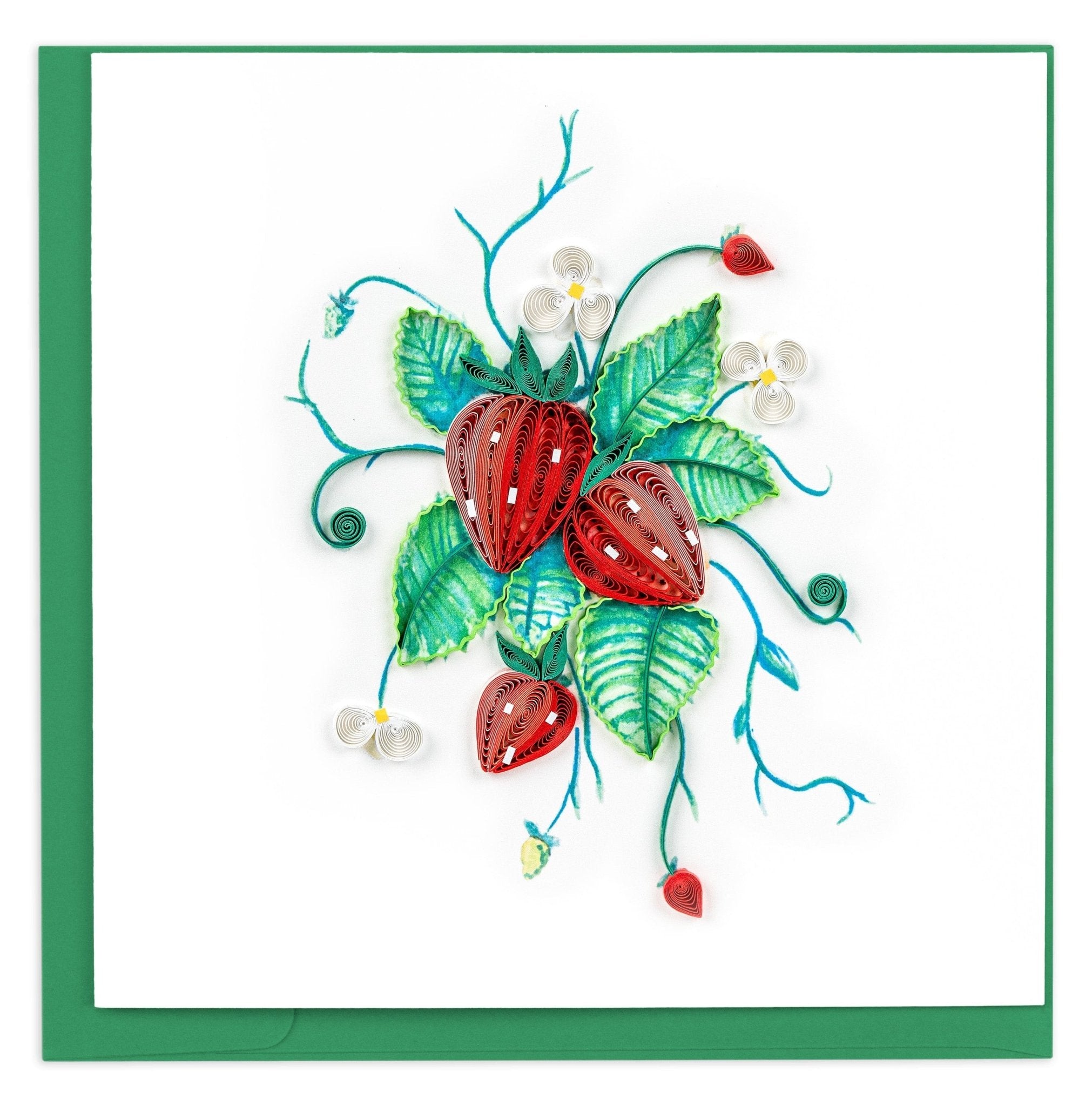 Quilled Wild Strawberries Greeting Card - Quilling Card - Greeting Card