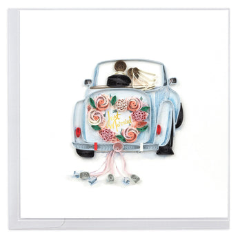 Quilled Just Married Car Wedding Card - Quilling Card - Greeting Card