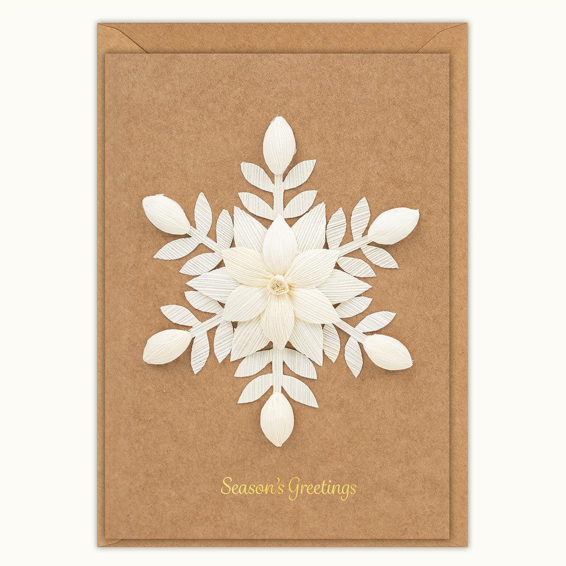 Handmade White Snowflake Greeting Card - Quilling Card