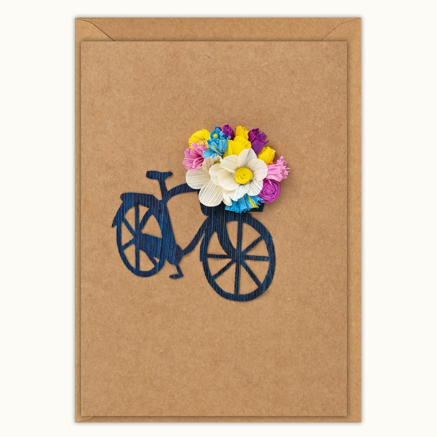 Bicycle with Flower Basket Handmade Card - Quilling Card - Greeting Card