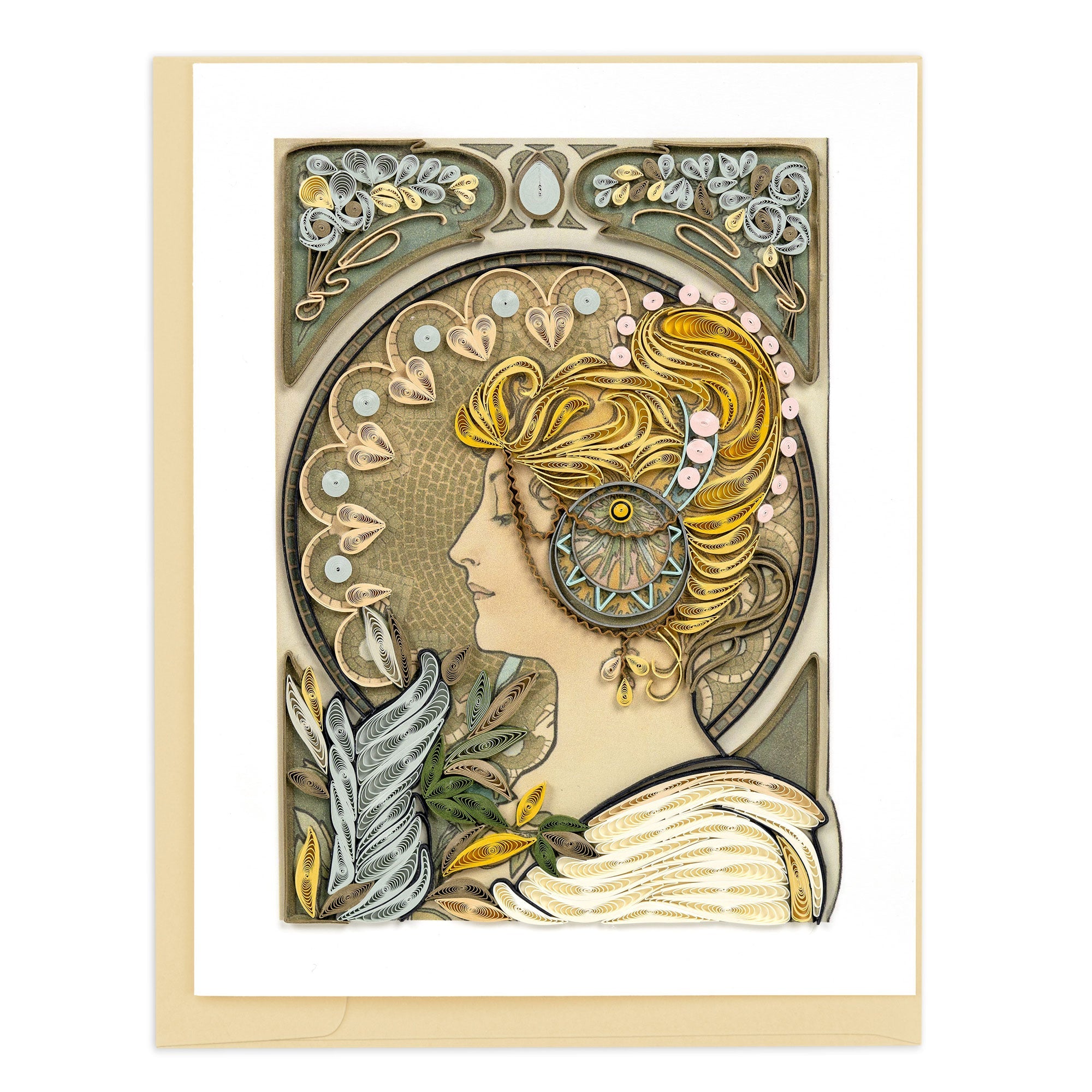 Quilled Artist Series – La Plume, Mucha - Quilling Card - Greeting Card