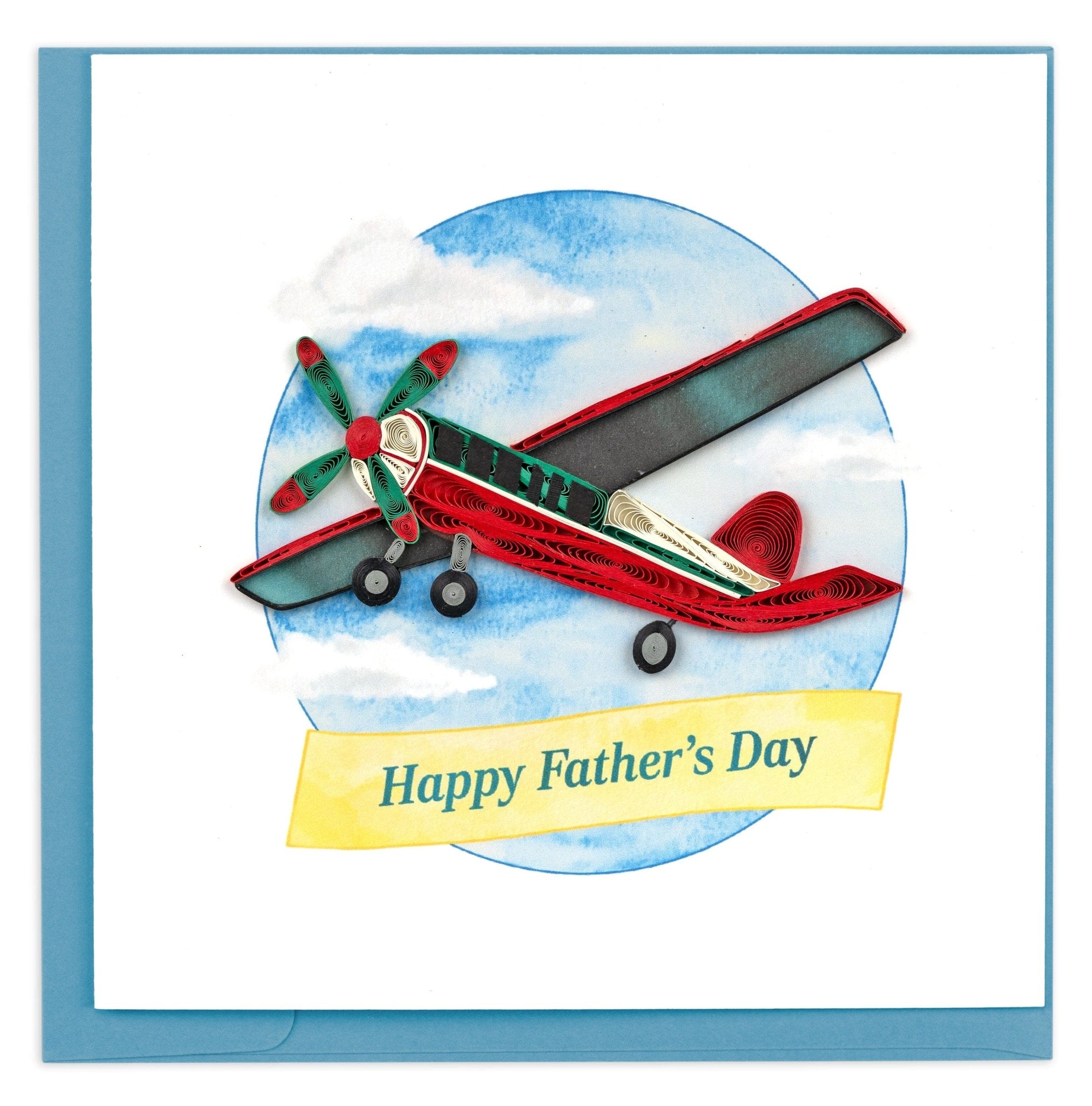 Quilled Father's Day Vintage Airplane Greeting Card - Quilling Card - Greeting Card
