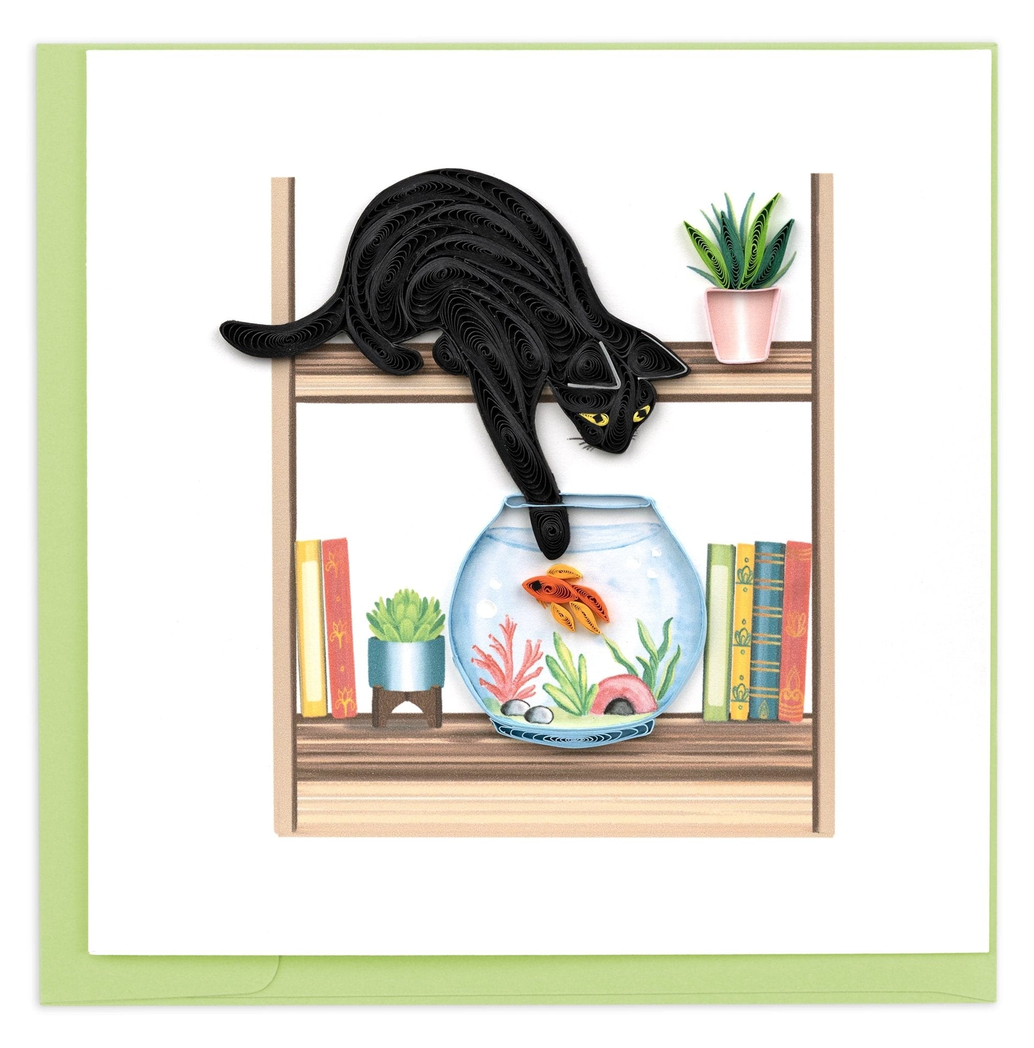 Quilled Mischievous Cat Greeting Card - Quilling Card - Greeting Card