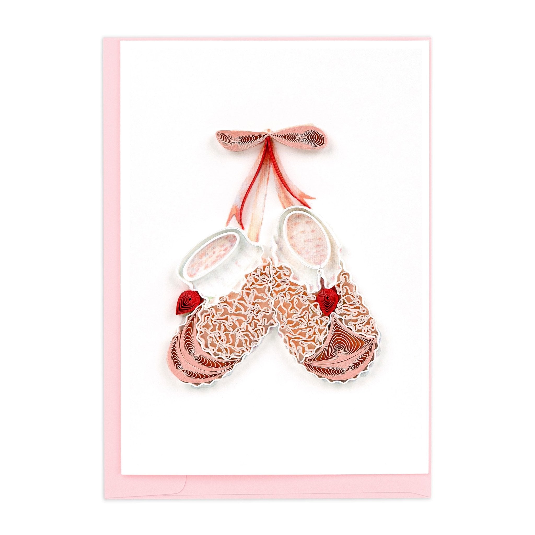 Quilled Knitted Pink Baby Booties Gift Enclosure Mini Card - Quilling Card - Gift Enclosure