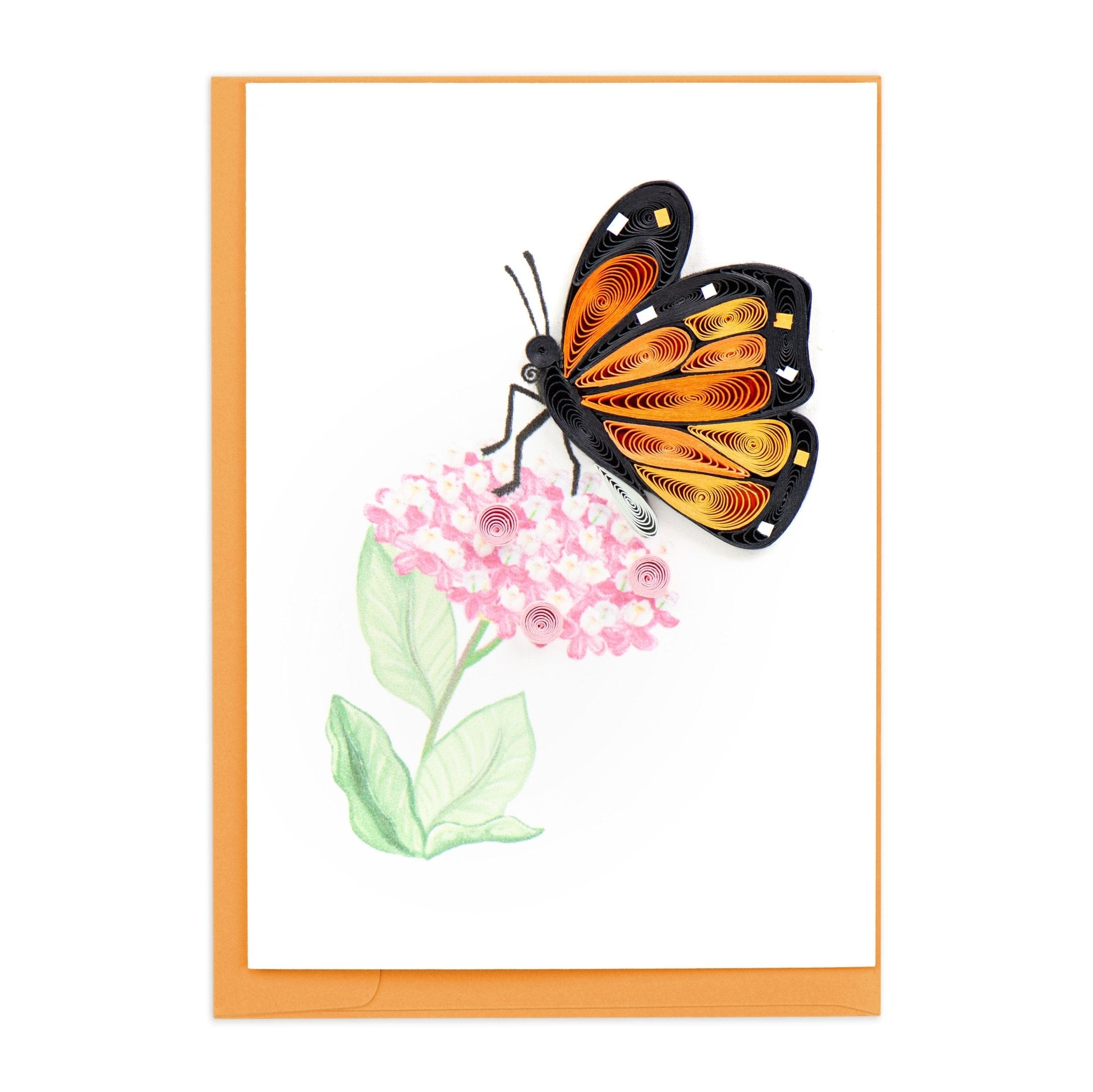 Quilled Monarch Milkweed Butterfly Gift Enclosure Mini Card - Quilling Card - Gift Enclosure