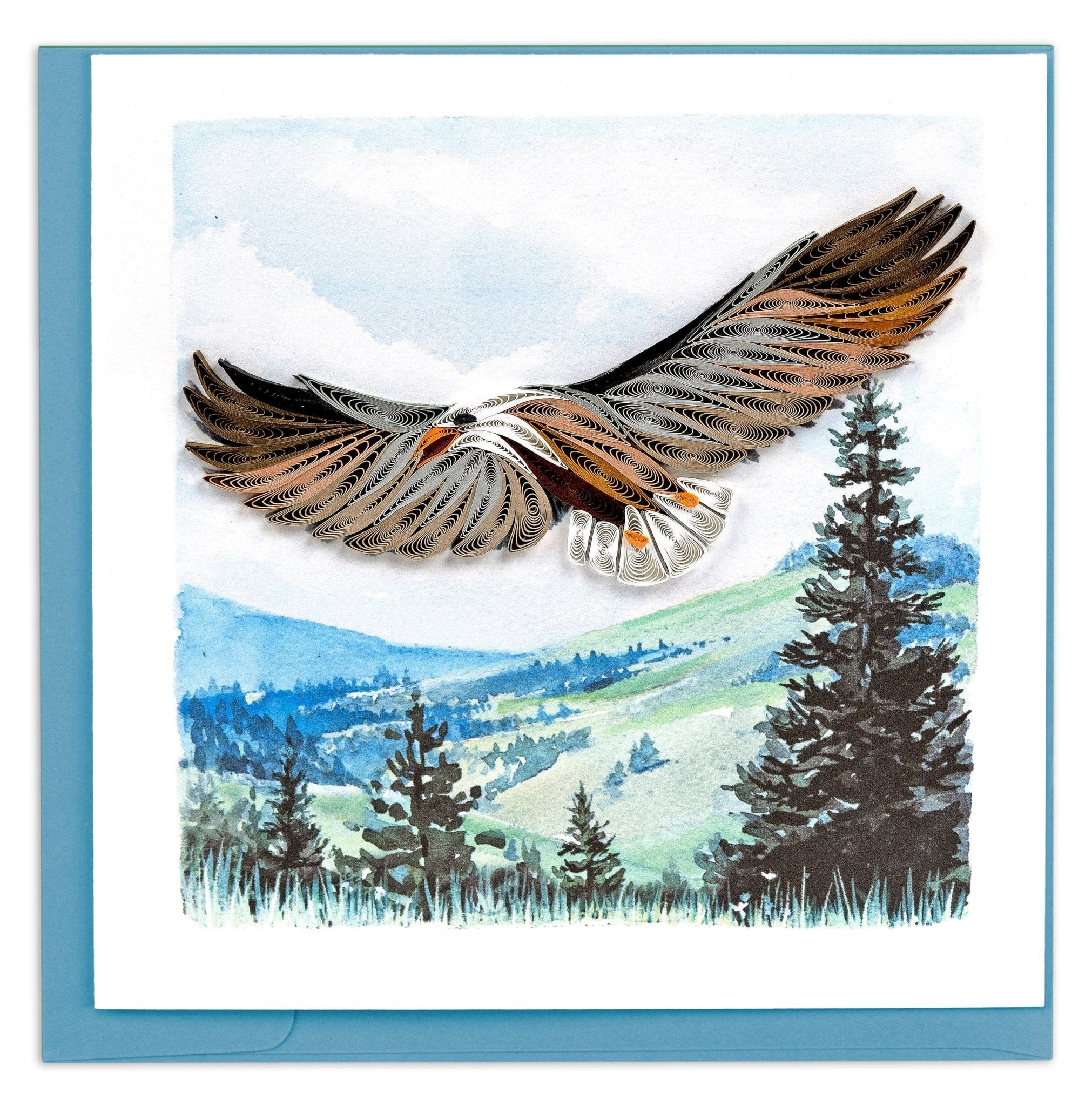 Quilled Soaring Eagle Greeting Card - Quilling Card - Greeting Card