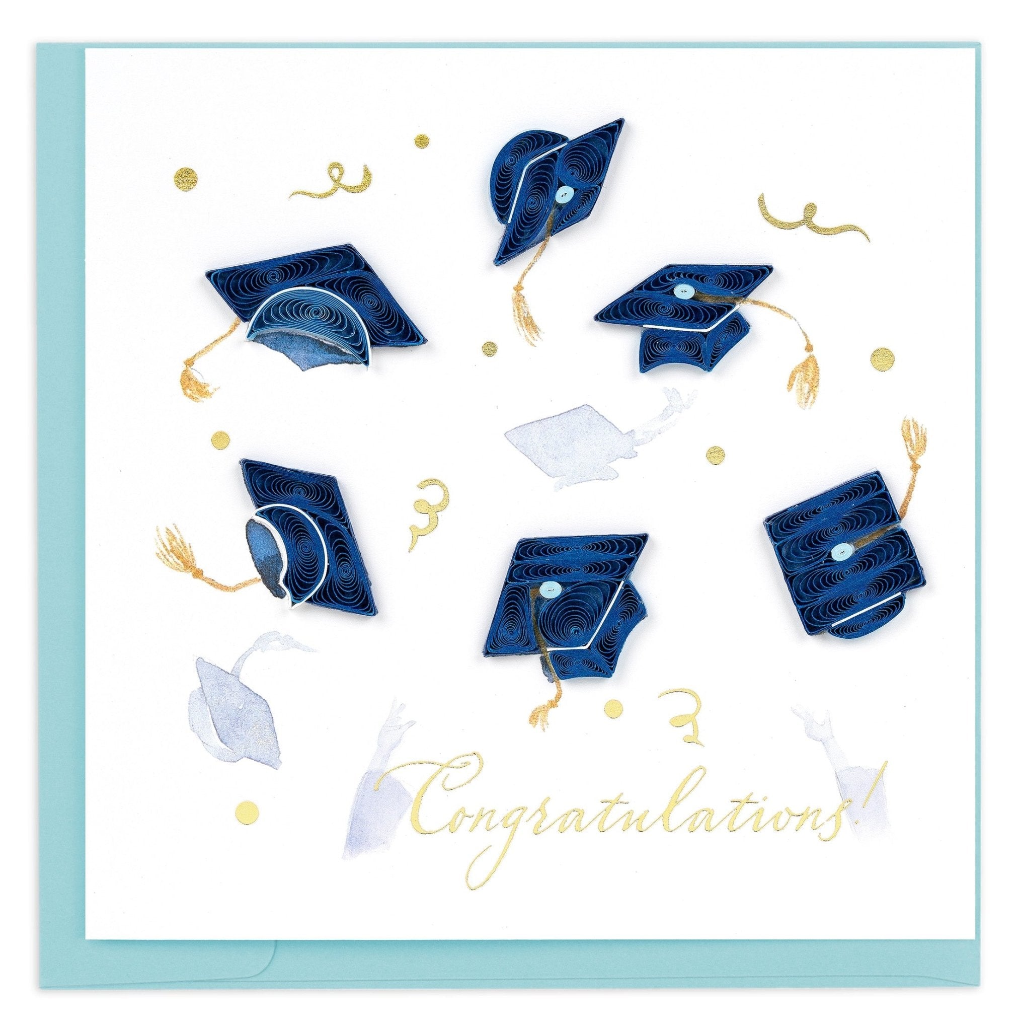 Quilled Congrats Grad Caps Greeting Card - Quilling Card - Greeting Card