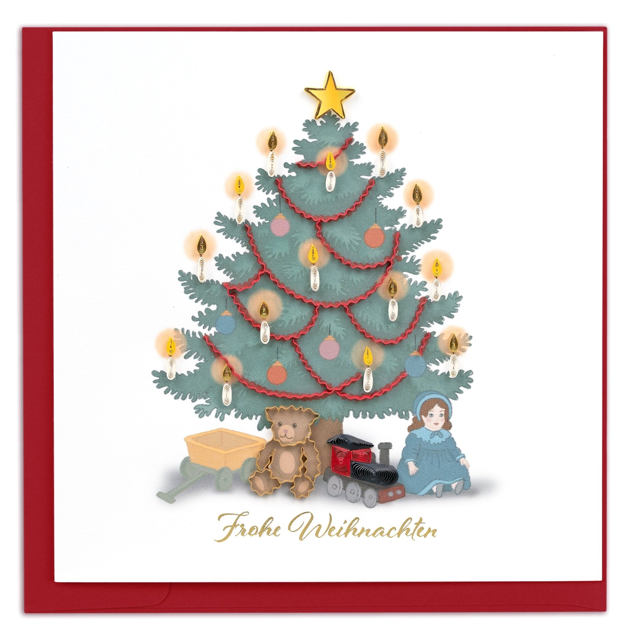Quilled Vintage Christmas Tree (German) Greeting Card - Quilling Card - Greeting Card