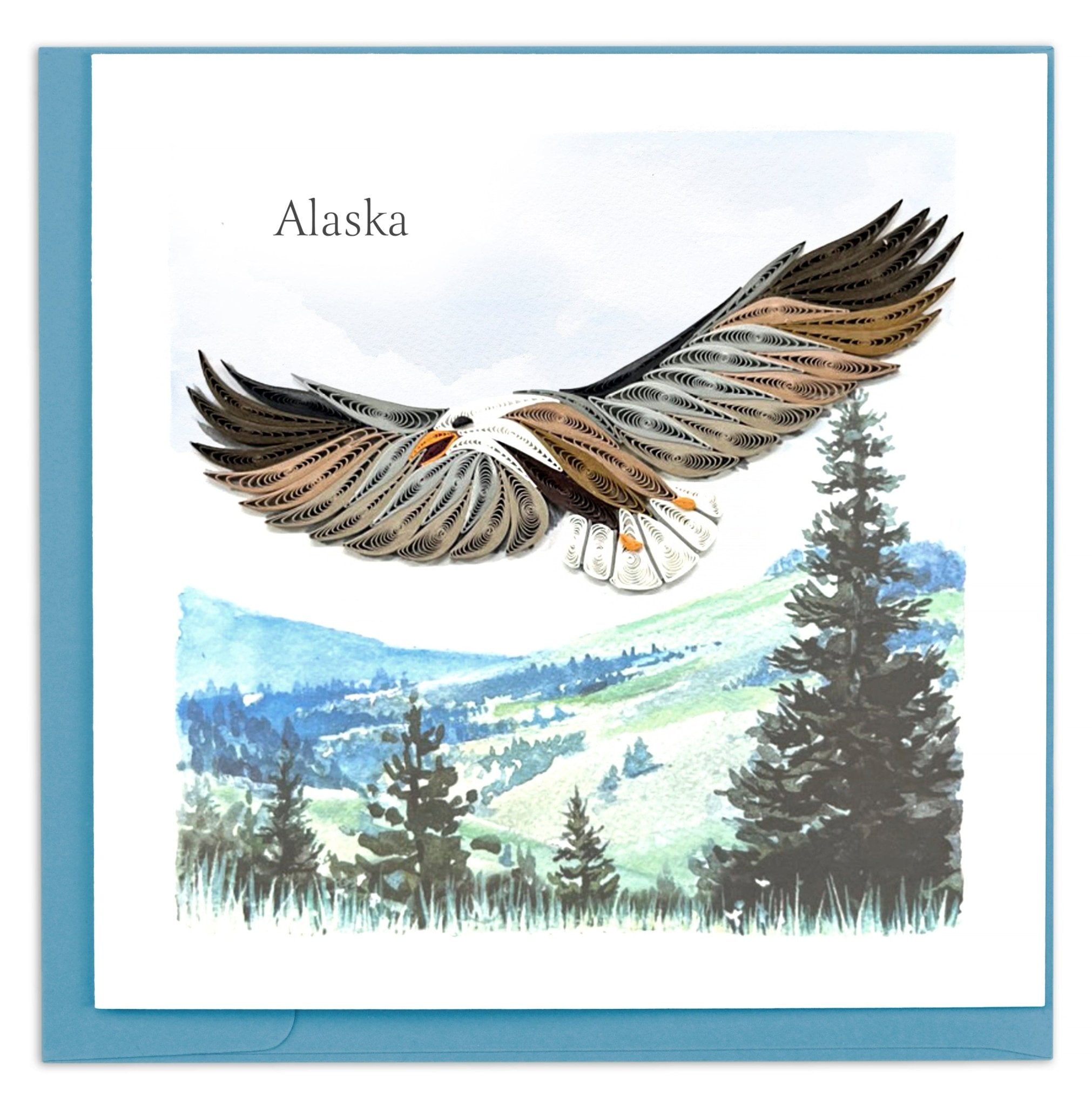 Quilled Alaska Soaring Eagle Greeting Card - Quilling Card - Greeting Card