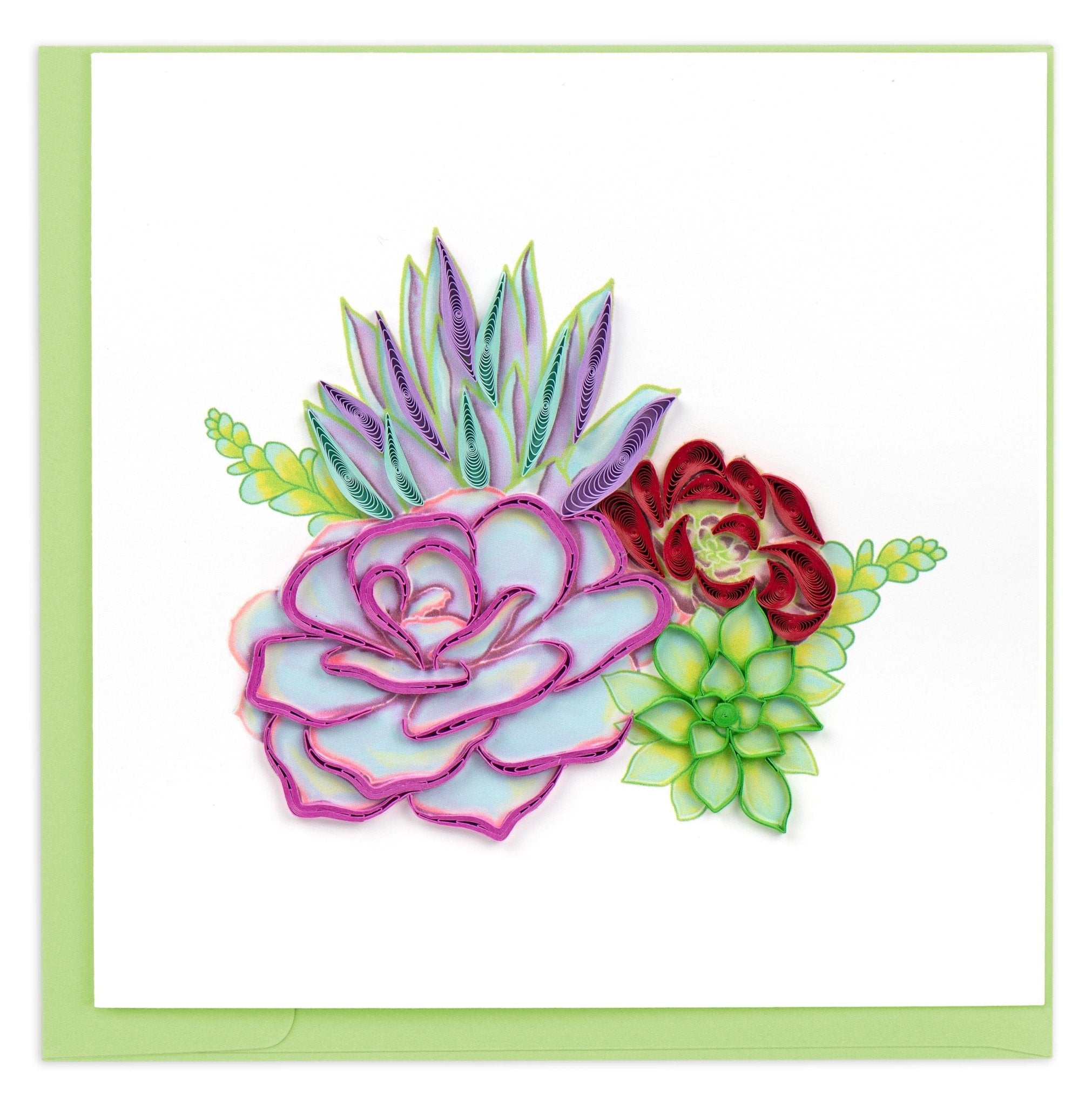 Quilled Vibrant Succulents Greeting Card - Quilling Card - Greeting Card