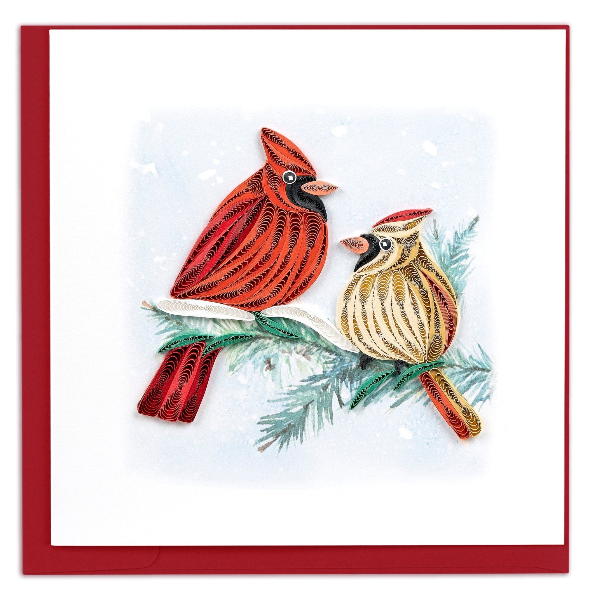 Quilled Cardinal Pair Greeting Card - Quilling Card - Greeting Card