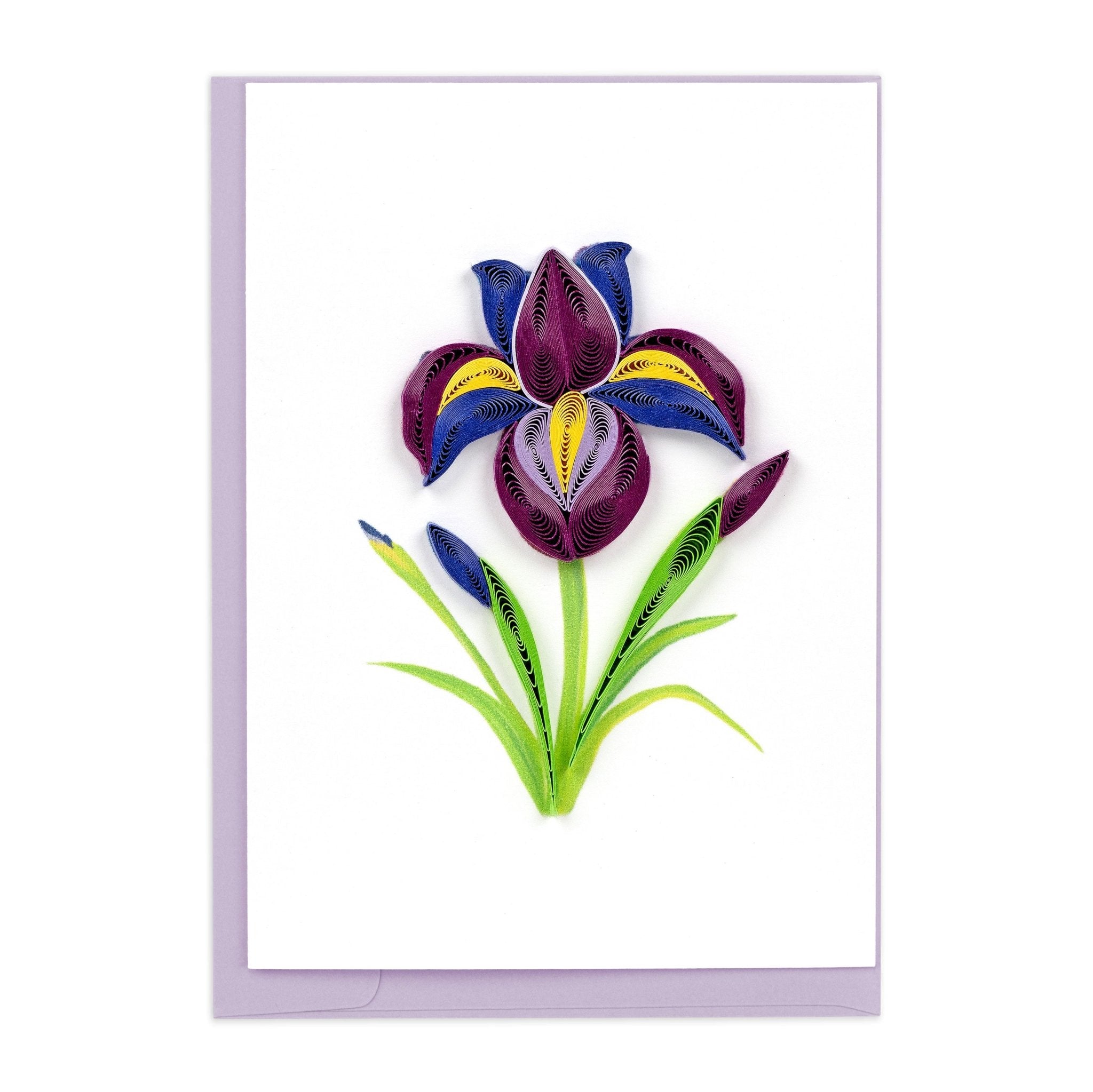 Quilled Iris Flower Gift Enclosure Mini Card - Quilling Card - Gift Enclosure
