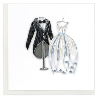 Quilled Wedding Tux & Gown Greeting Card - Quilling Card - Greeting Card