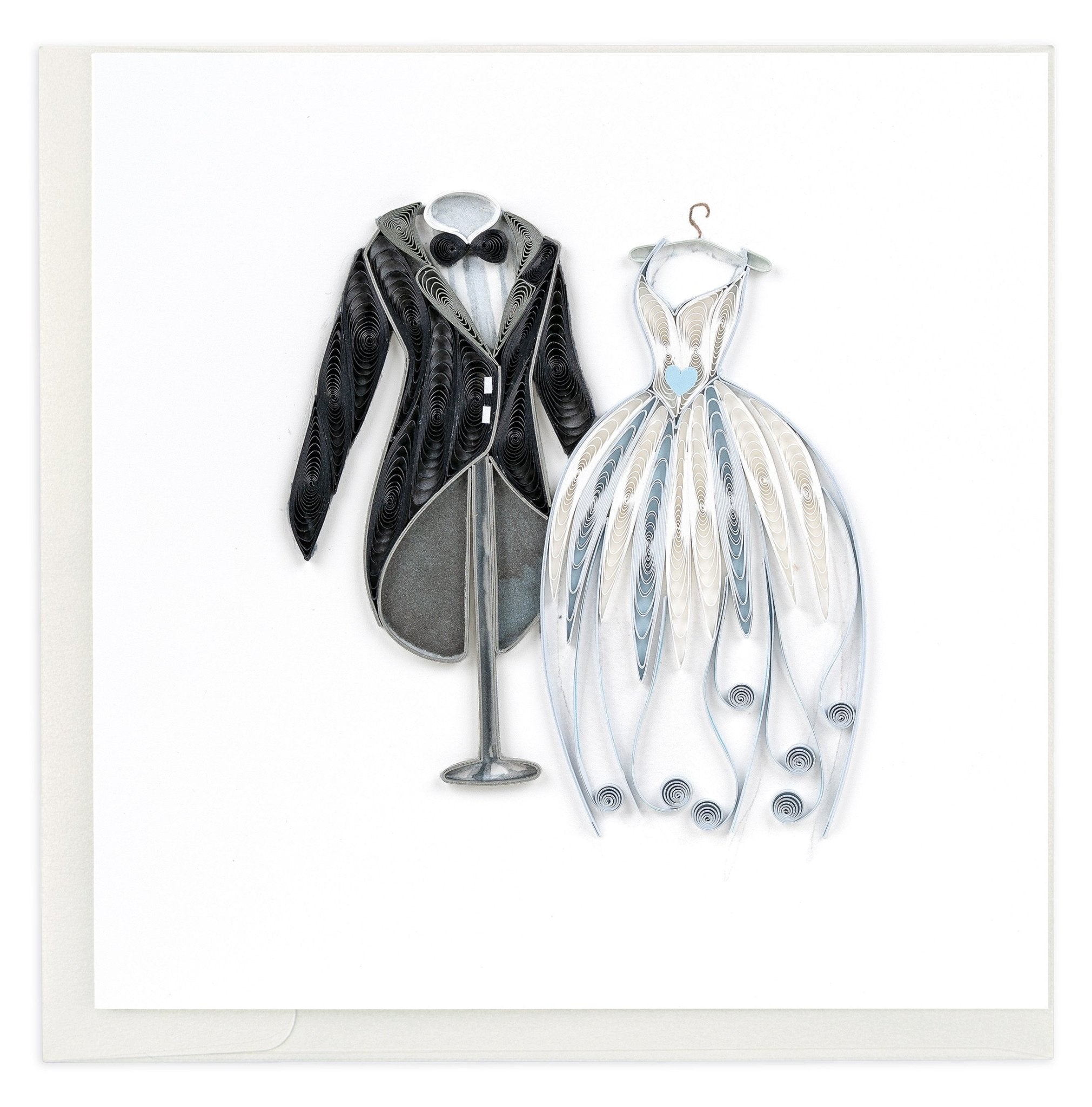 Quilled Wedding Tux & Gown Greeting Card - Quilling Card - Greeting Card