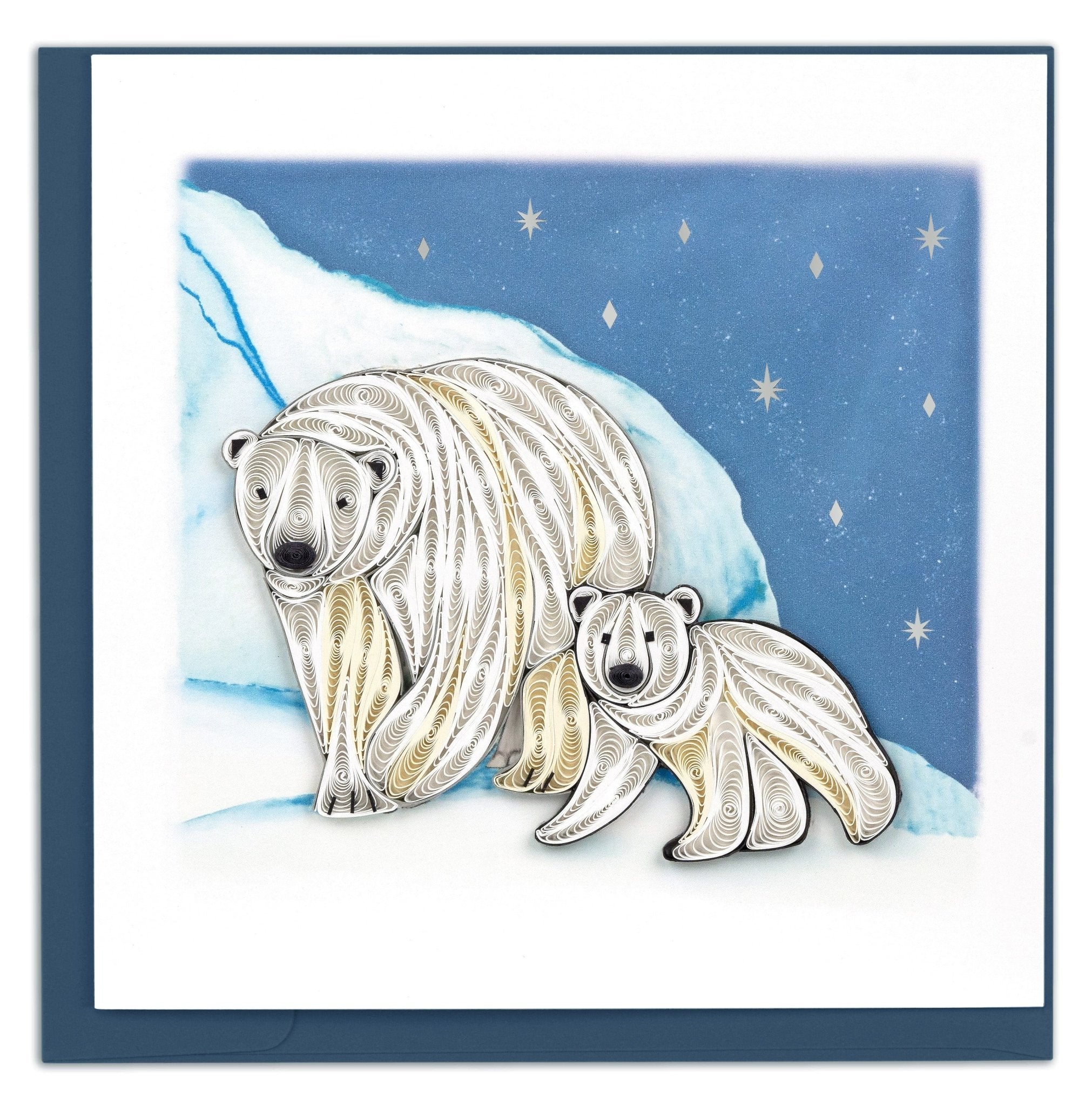 Quilled Polar Bears Greeting Card - Quilling Card - Greeting Card