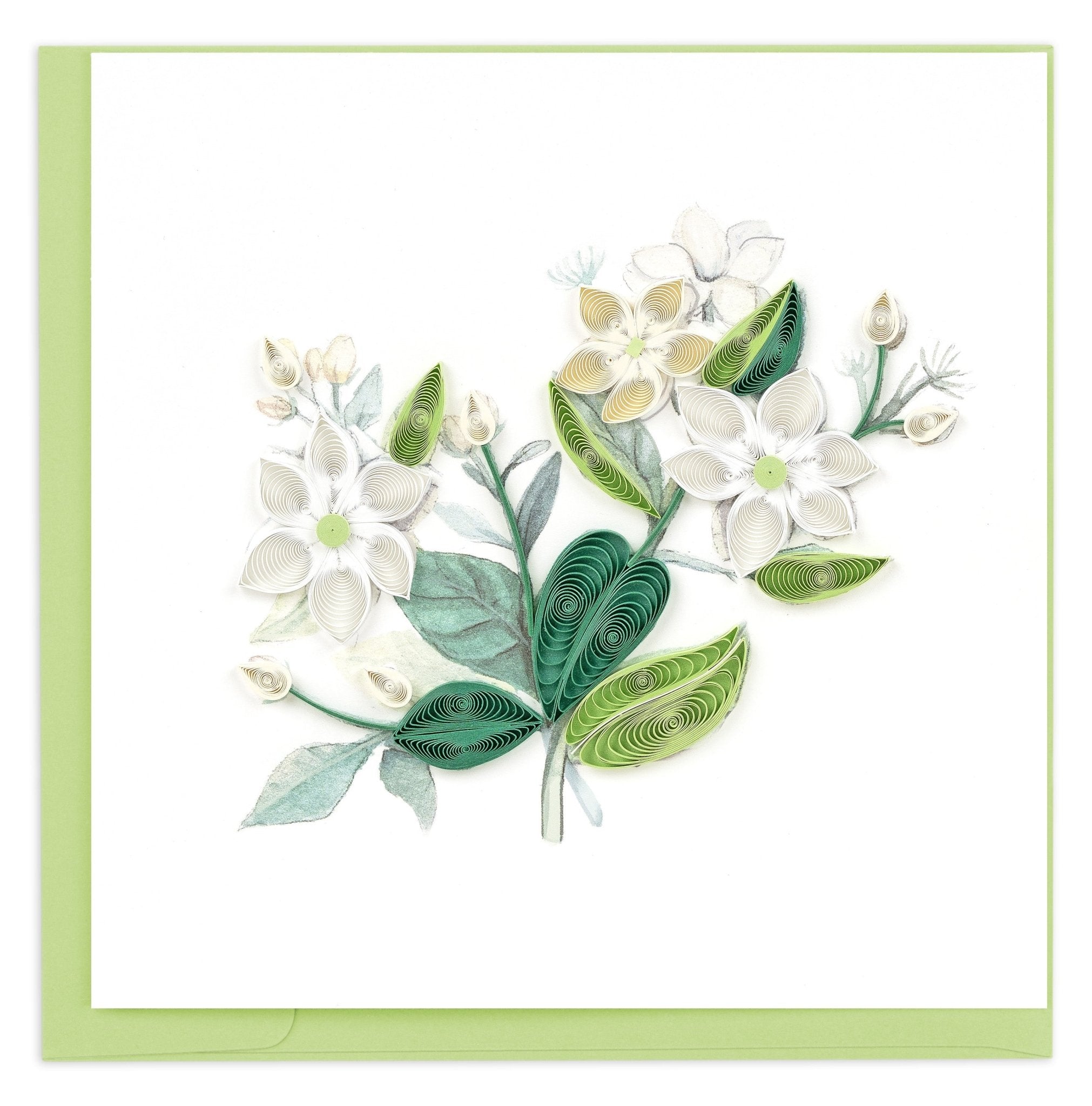 Quilled Royal Jasmine Greeting Card - Quilling Card - Greeting Card