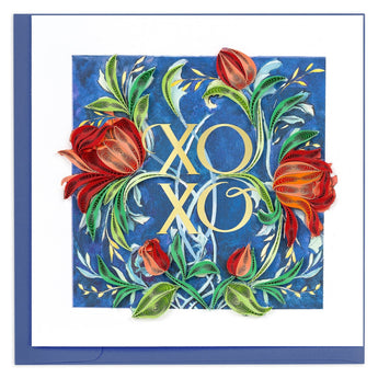 Quilled XOXO Roses Greeting Card - Quilling Card - Greeting Card