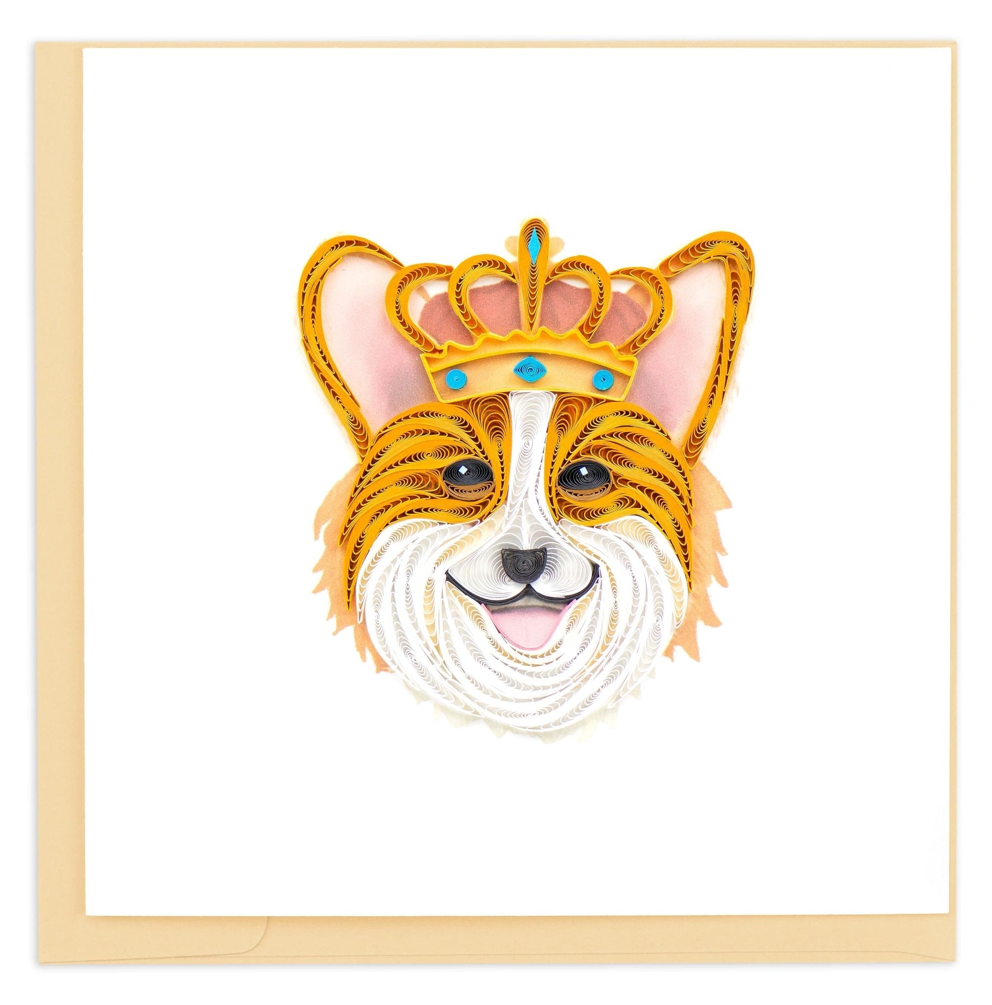 Quilled Royal Corgi Greeting Card - Quilling Card - Greeting Card