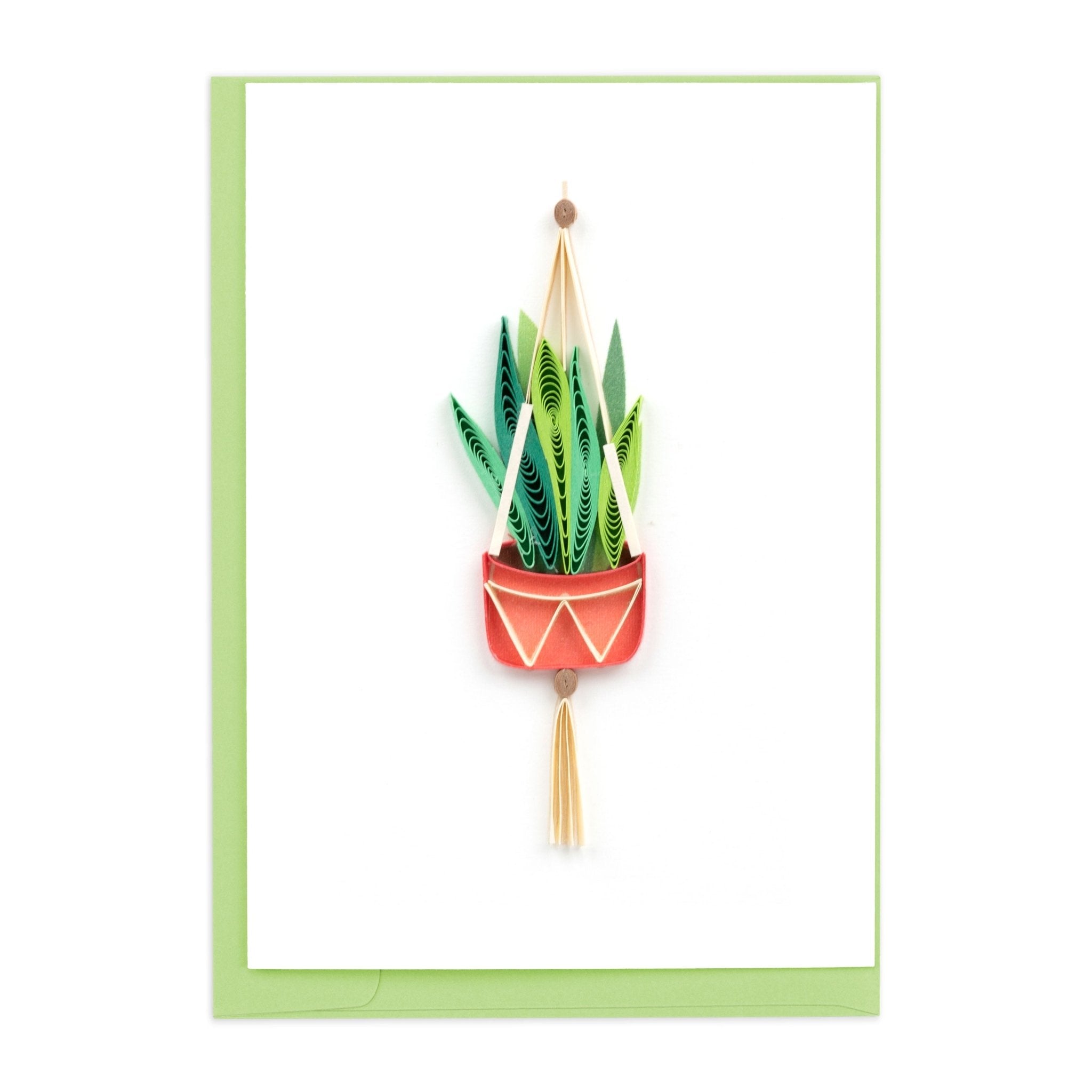Quilled Snake Plant Macrame Hanger Gift Enclosure Mini Card - Quilling Card - Gift Enclosure