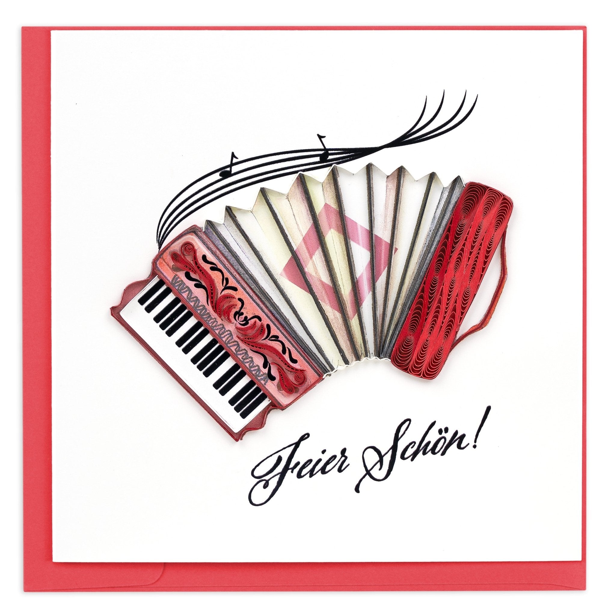 Quilled Celebrate Accordion (German) Greeting Card - Quilling Card - Greeting Card