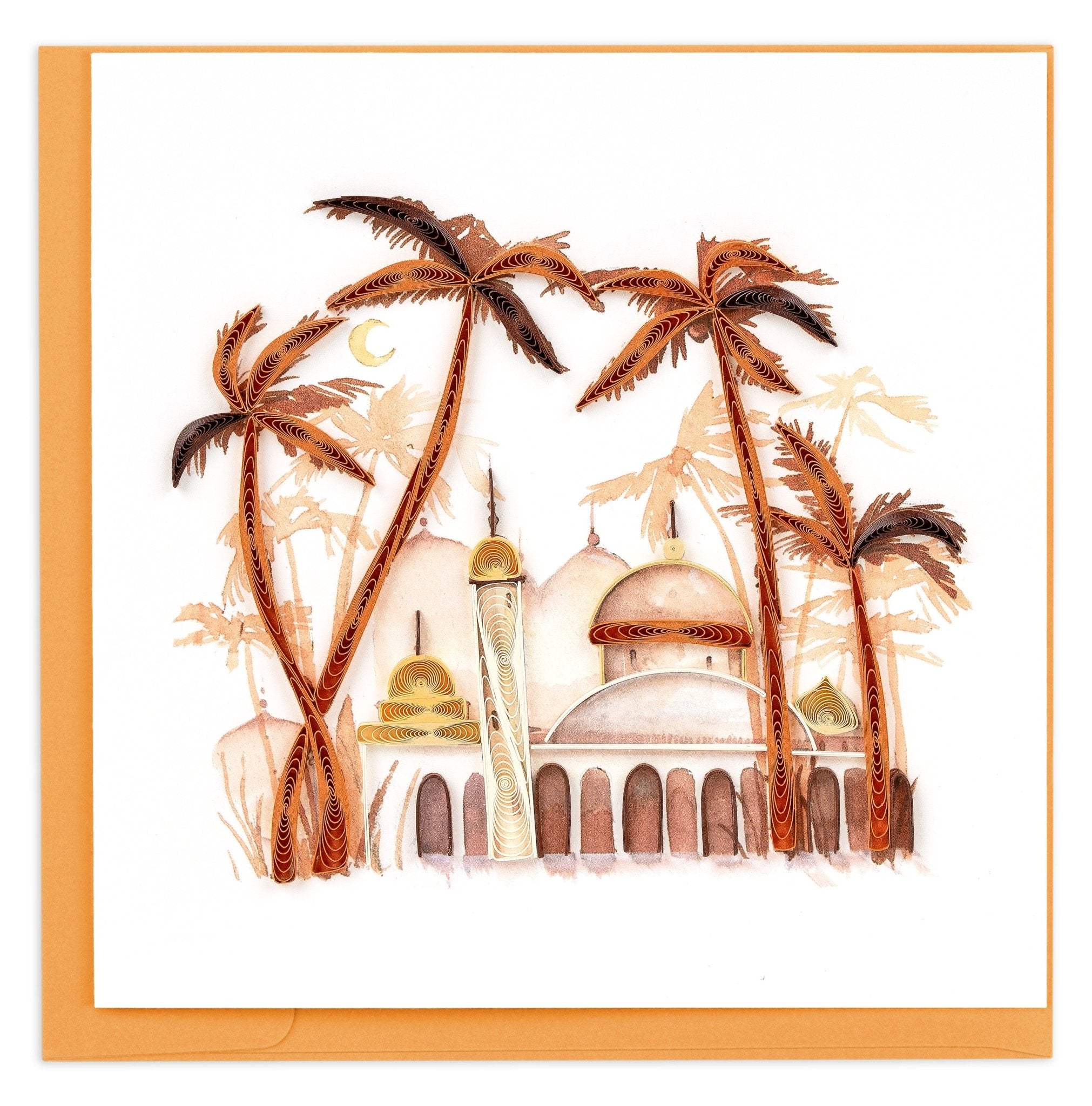 Quilled Palm Trees & Skyline Greeting Card - Quilling Card - Greeting Card