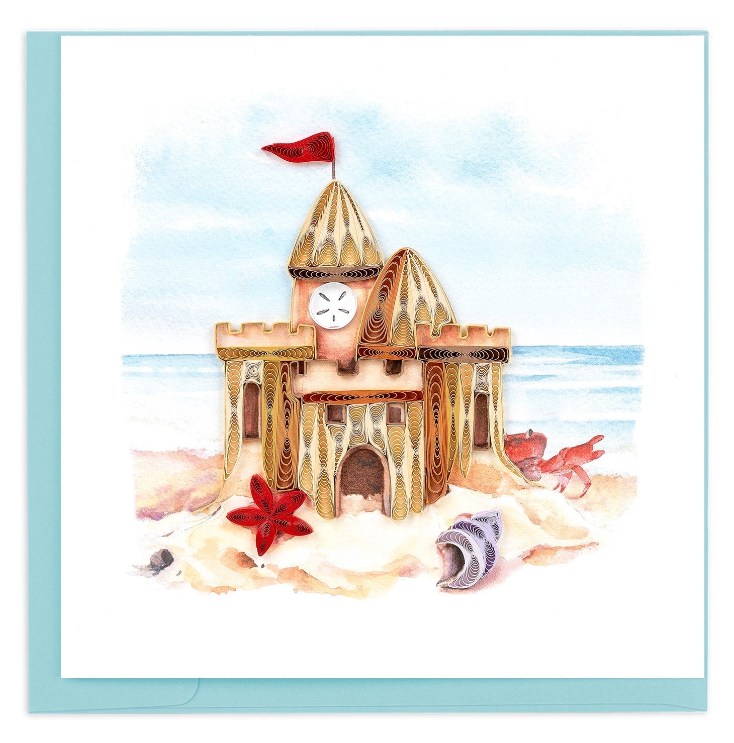 Quilled Sand Castle Greeting Card - Quilling Card - Greeting Card